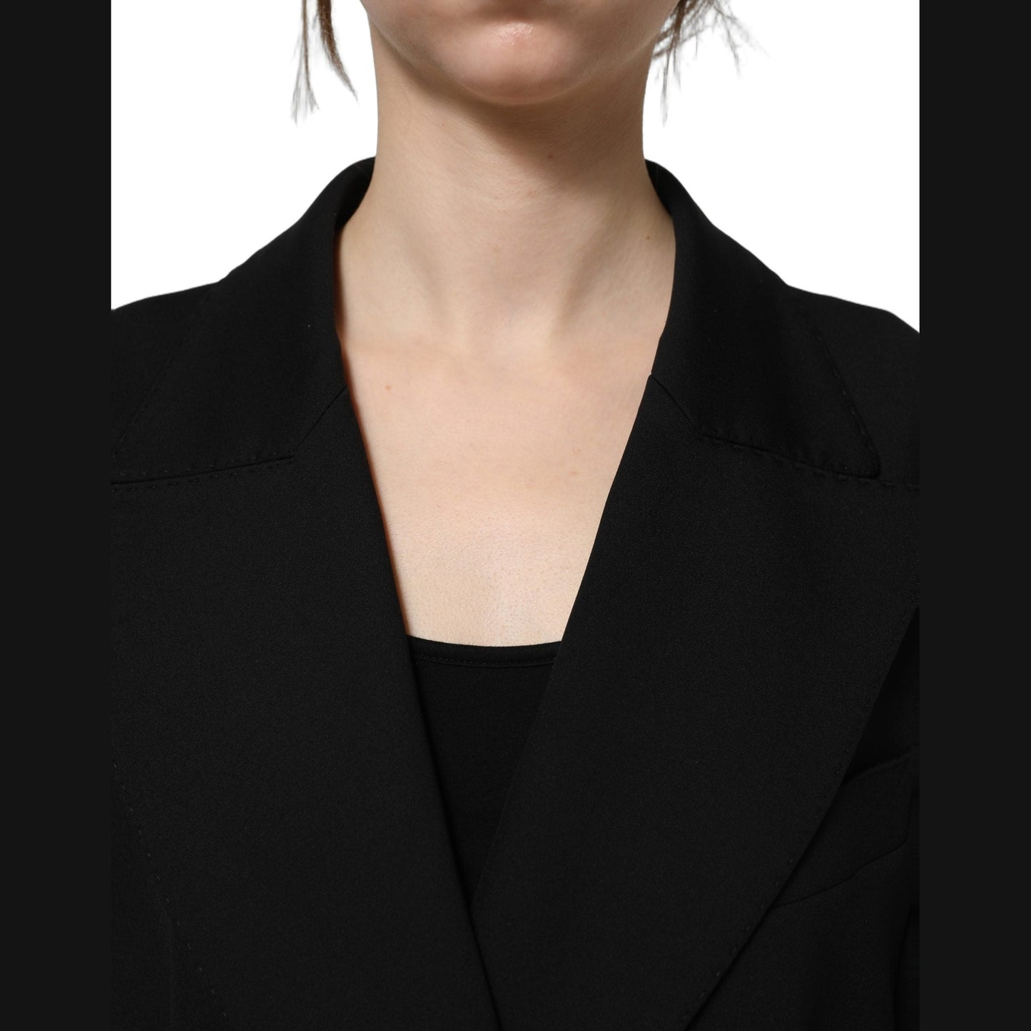 Dolce & Gabbana Black Double Breasted Crepe Blazer Jacket