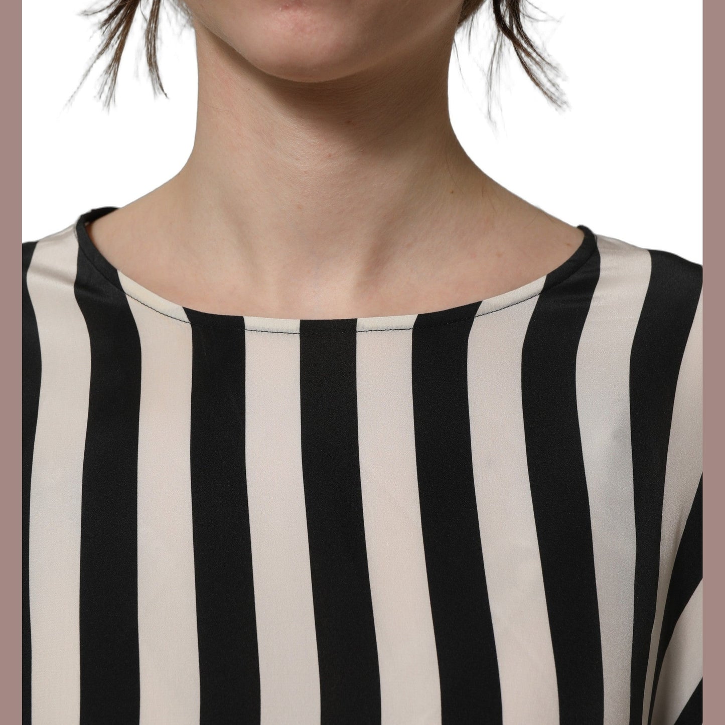 Dolce & Gabbana Black White Stripes Round Neck Blouse Top