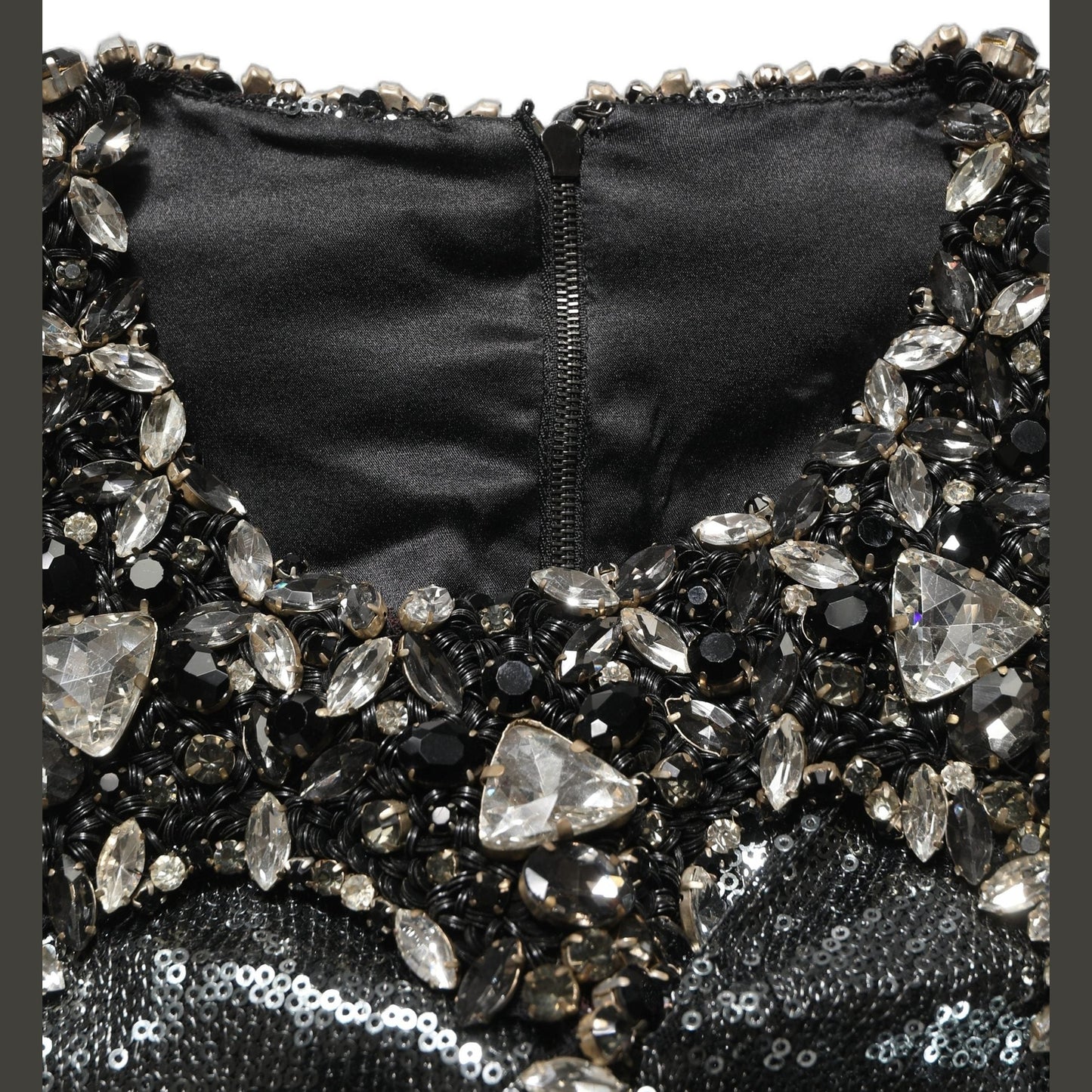 Dolce & Gabbana Metallic Gray Sequin Embellished Blouse Top Dolce & Gabbana