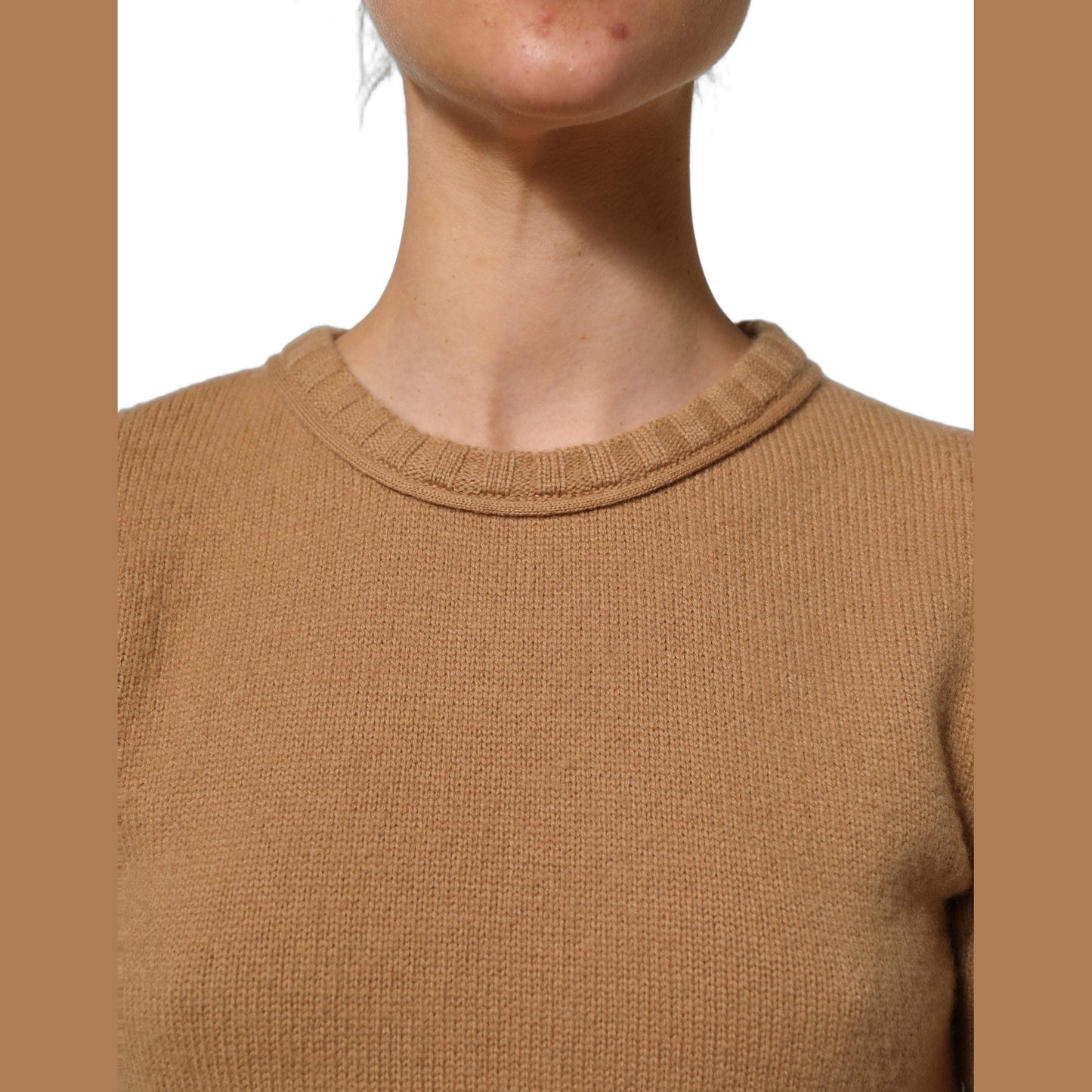 Dolce & Gabbana Brown Wool Short Sleeves Cropped Blouse Top Dolce & Gabbana
