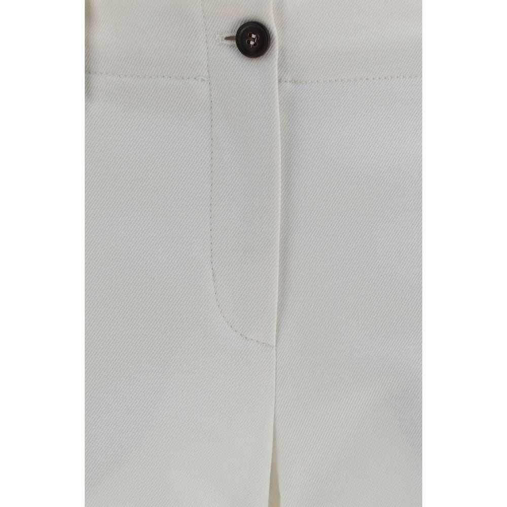 Brunello Cucinelli White Cotton Flared Pants Brunello Cucinelli