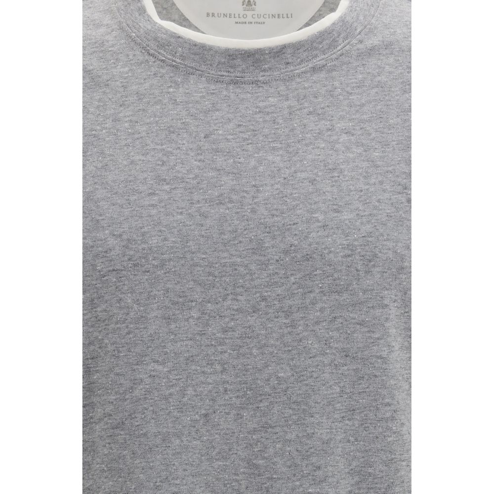 Brunello Cucinelli Gray Cotton T-Shirt Brunello Cucinelli