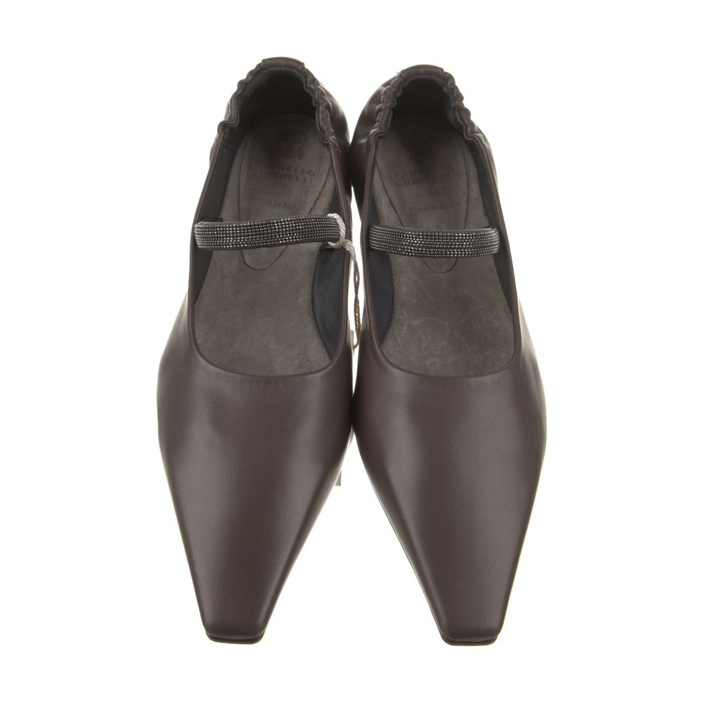 Brunello Cucinelli Brown Leather Ballet Flats Brunello Cucinelli