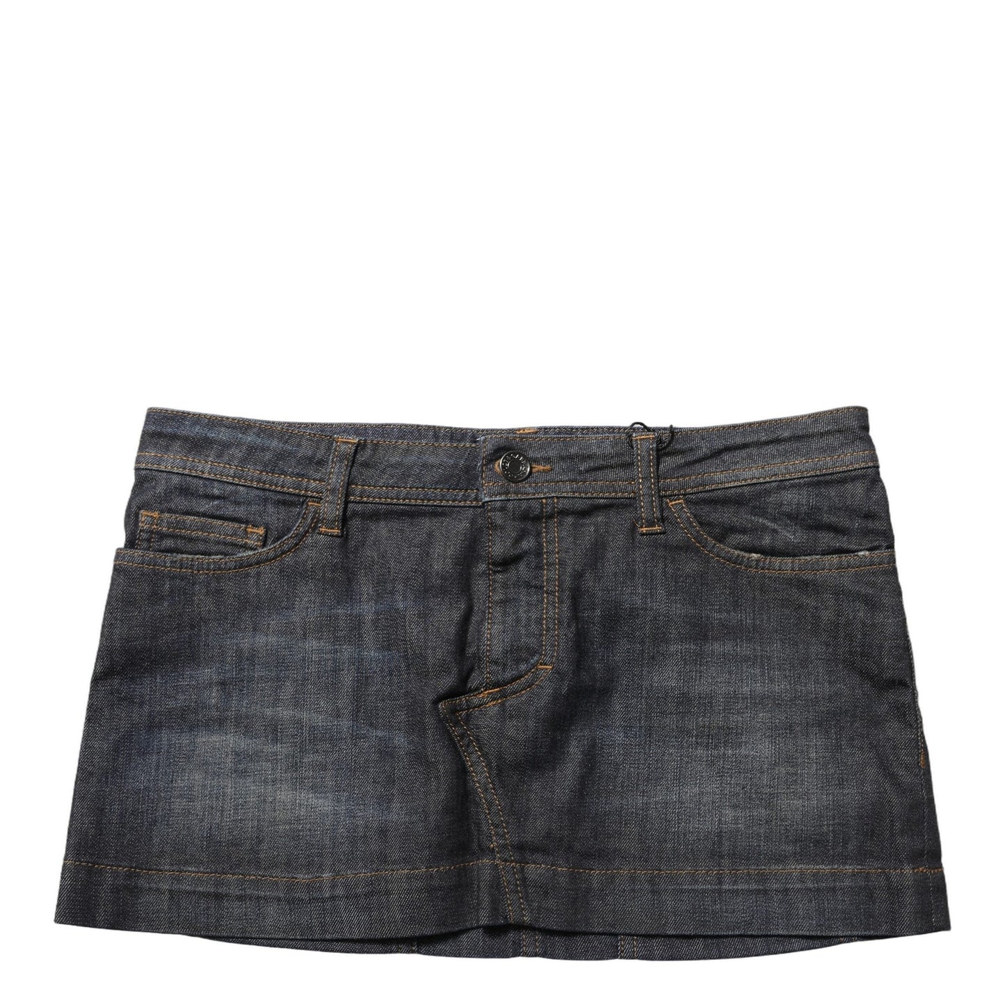 Dolce & Gabbana Black Cotton Spandex Low Waist Denim Mini Skirt Dolce & Gabbana