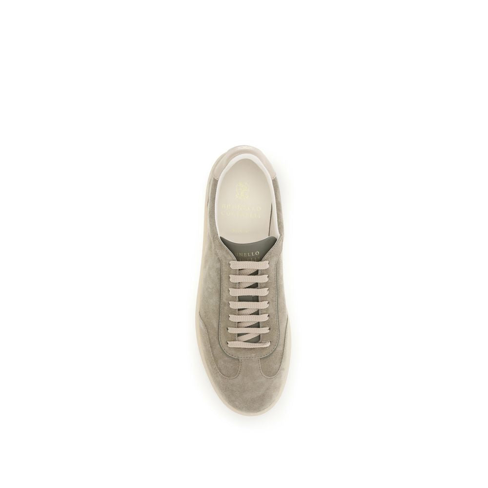 Brunello Cucinelli Beige Calf Leather Bos Taurus Sneakers