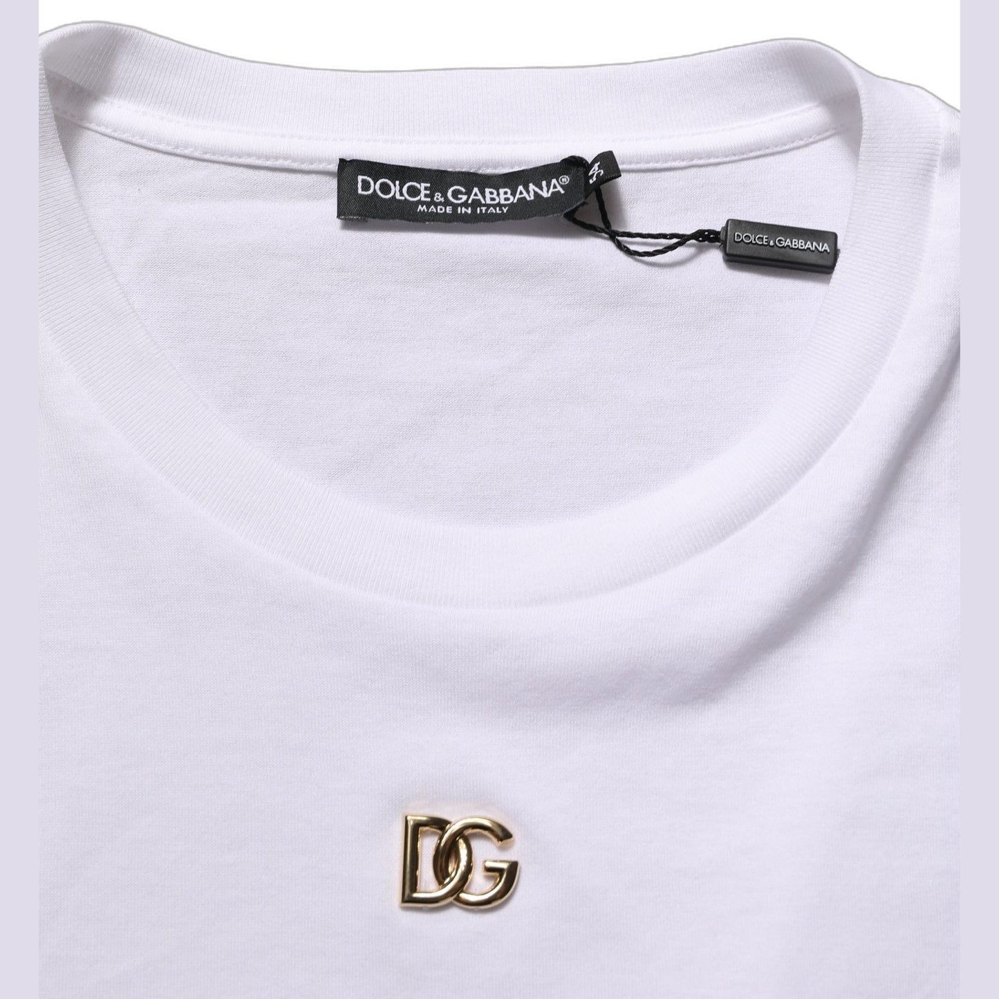Dolce & Gabbana White Metal DG Logo Short Sleeves T-shirt Dolce & Gabbana