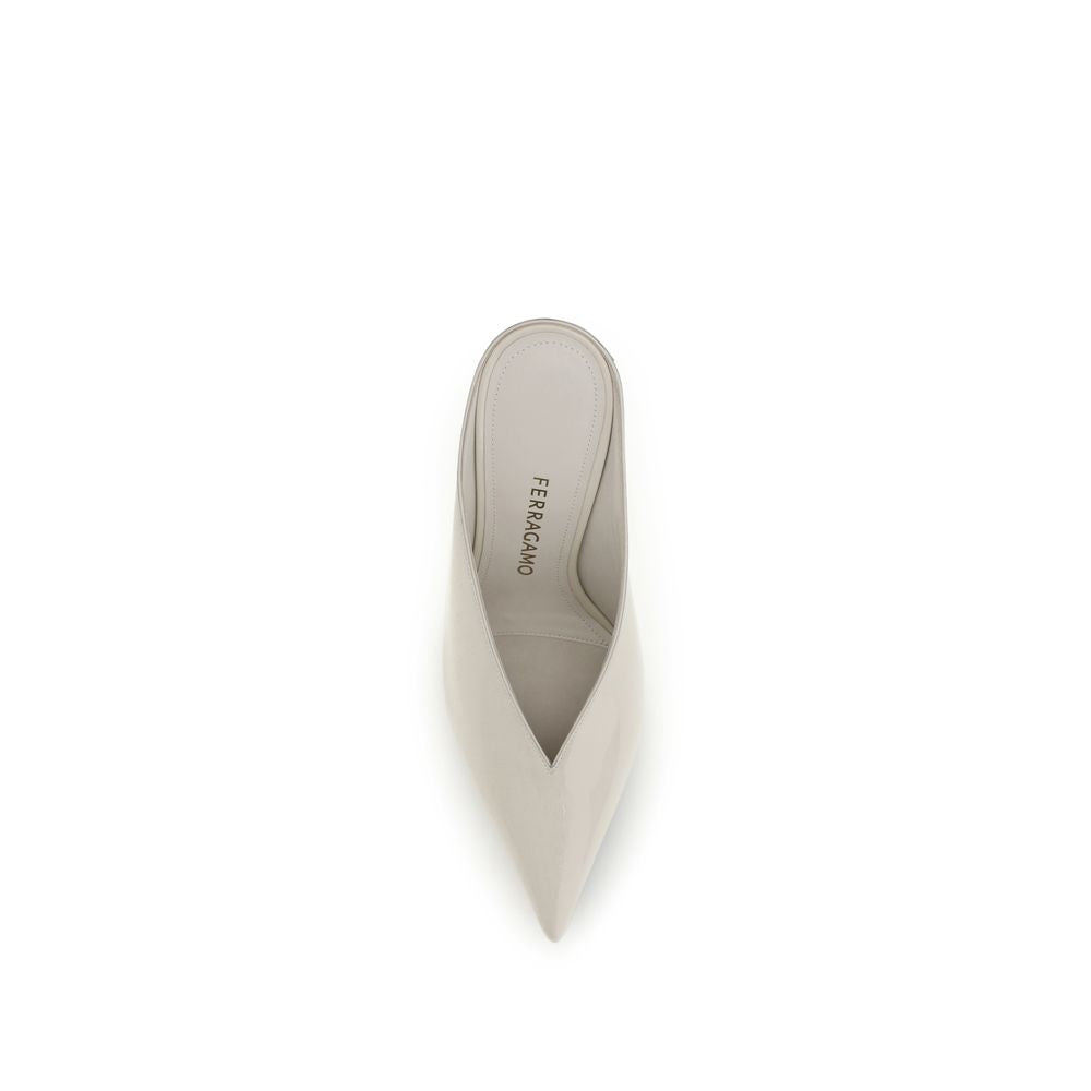 Ferragamo Beige Calf Leather Bos Taurus Mules Ferragamo