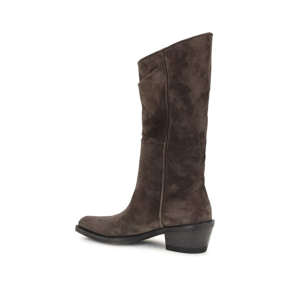 Khaite Brown Leather Ankle Boots Khaite