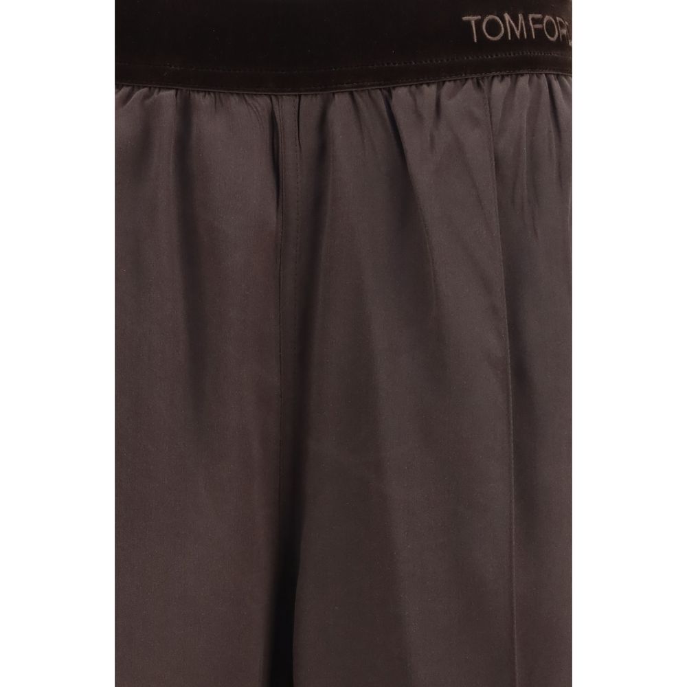 Tom Ford Brown Silk Casual Pants Tom Ford