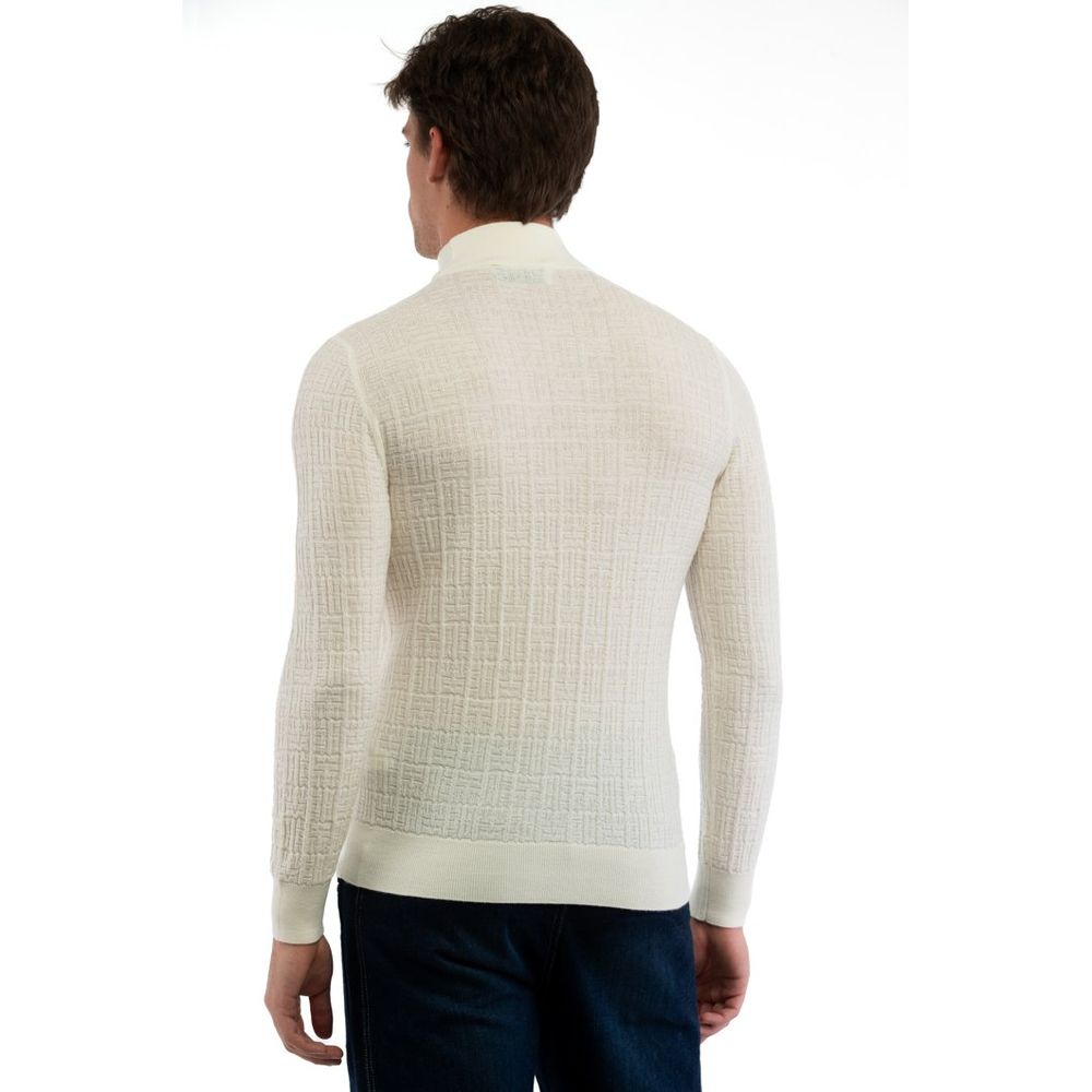 Bikkembergs White Wool Turtleneck Bikkembergs
