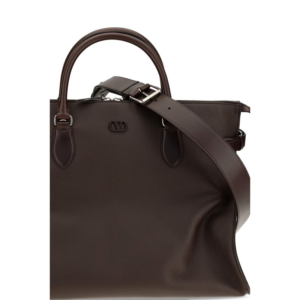 Valentino Garavani Brown Calf Leather Bos Taurus Shoulder Bag Valentino Garavani