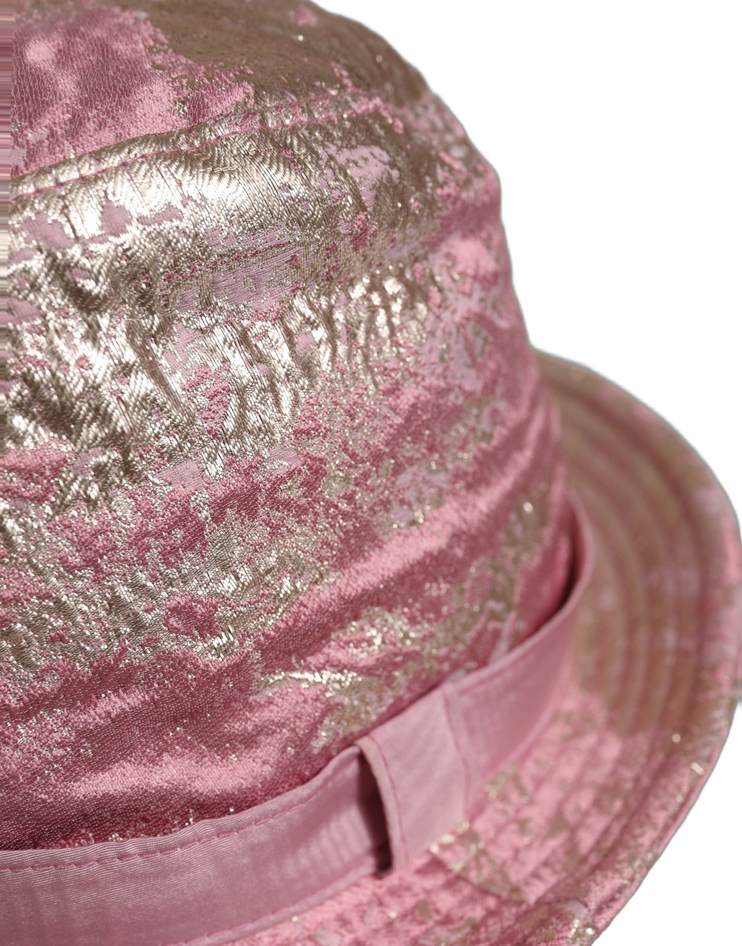 Dolce & Gabbana Pink Metallic Jacquard Pattern Bucket Capello Hat Dolce & Gabbana