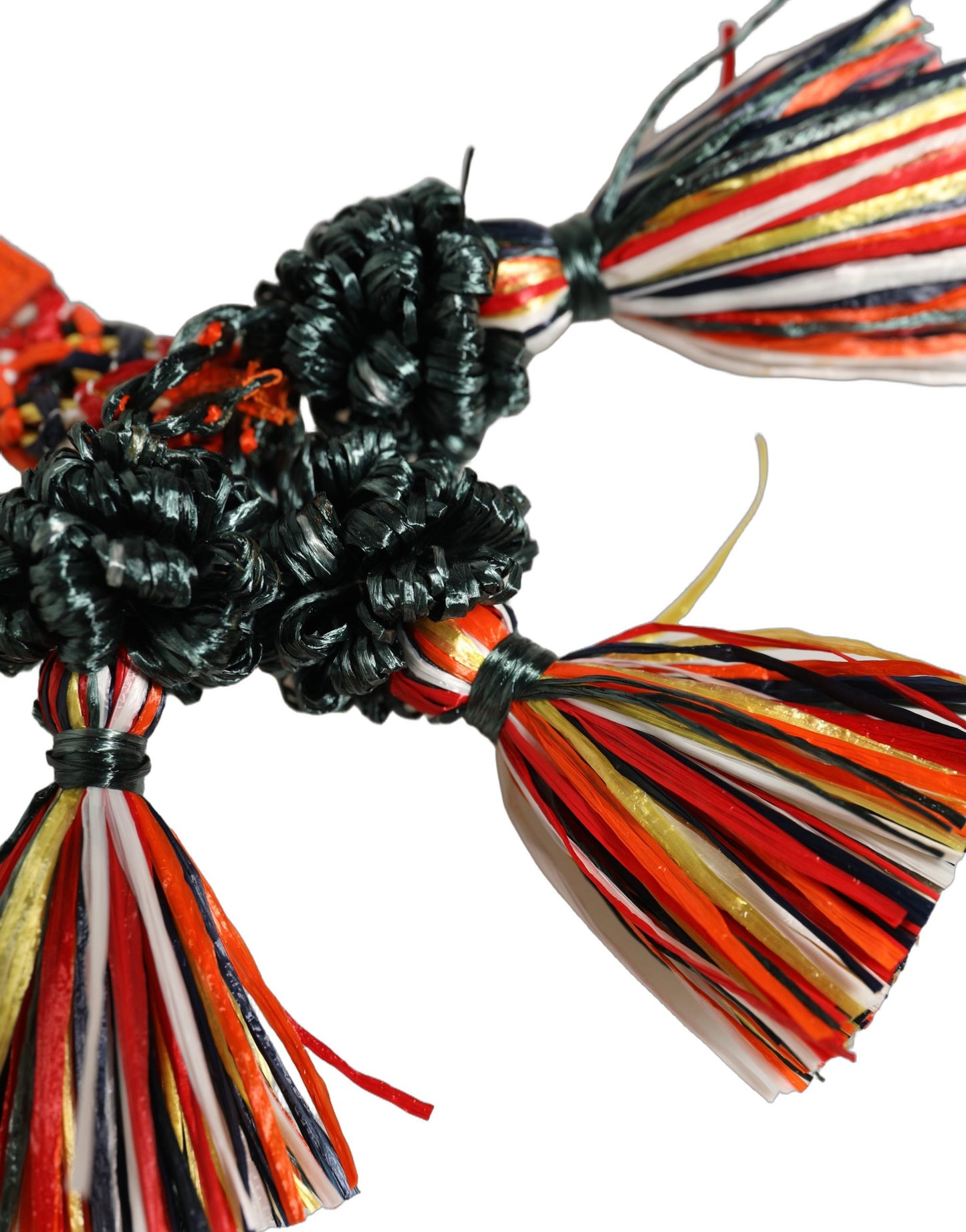 Dolce & Gabbana Raffia Leather Clasp Finder Chain Keyring Multicolor Dolce & Gabbana