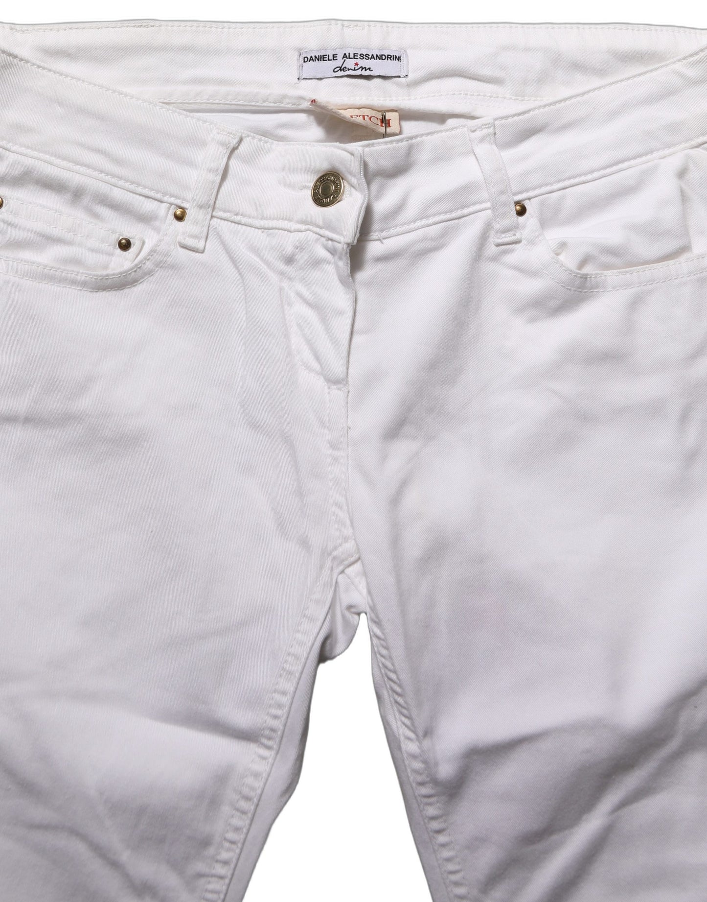Daniele Alessandrini White Cotton Stretch Skinny Denim Jeans Daniele Alessandrini