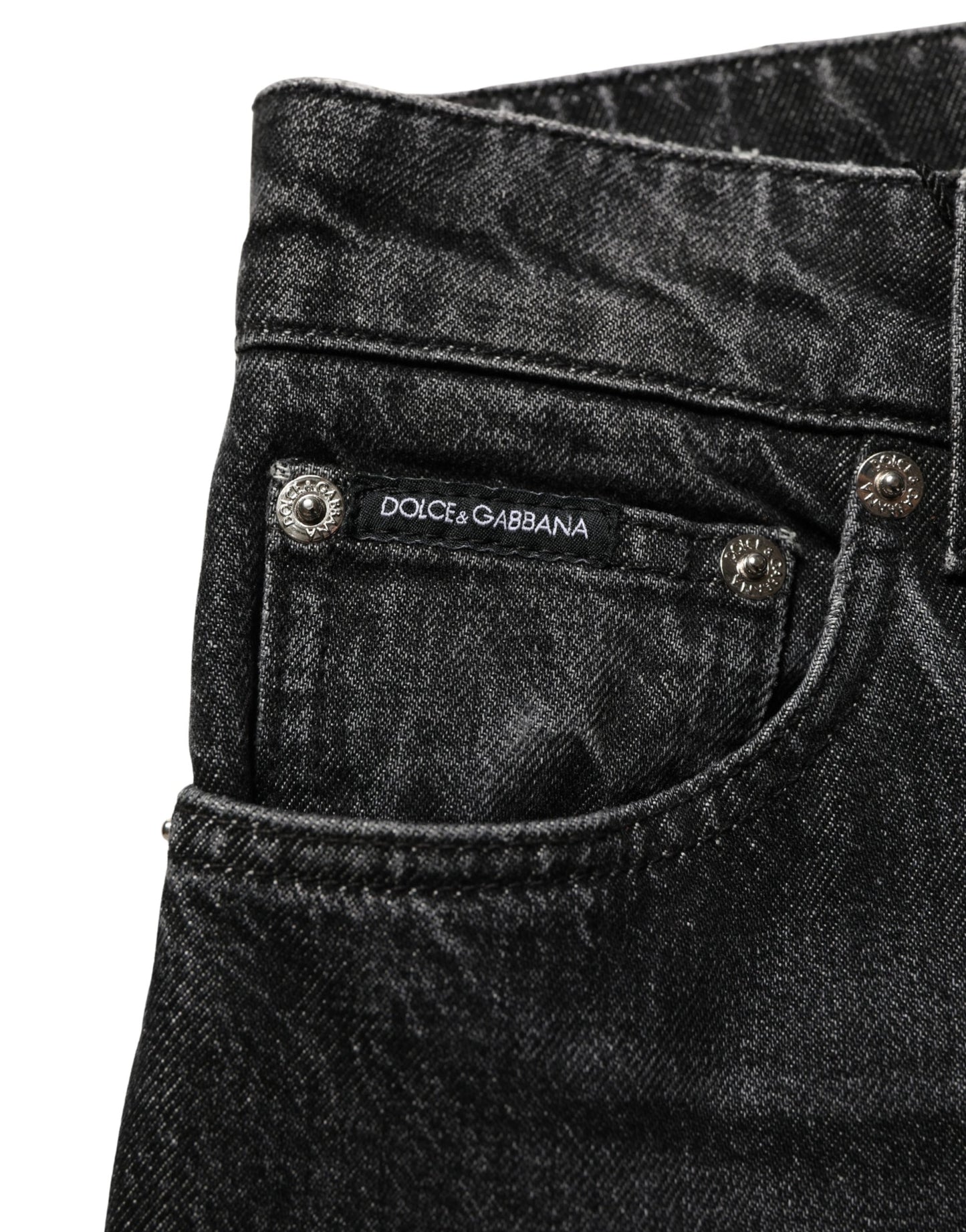 Dolce & Gabbana Black Cotton Stretch Straight Denim Jeans Dolce & Gabbana