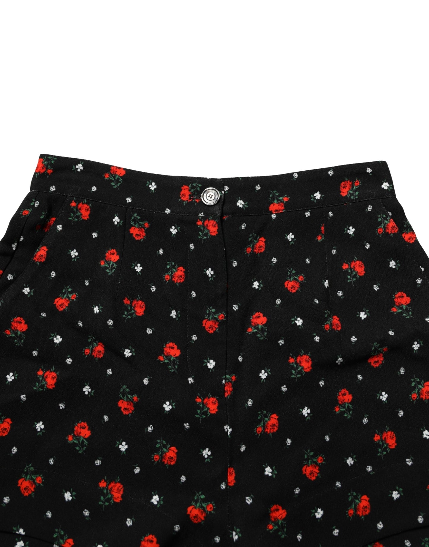 Dolce & Gabbana Black Floral High Rise Women Hot Pants Shorts Dolce & Gabbana