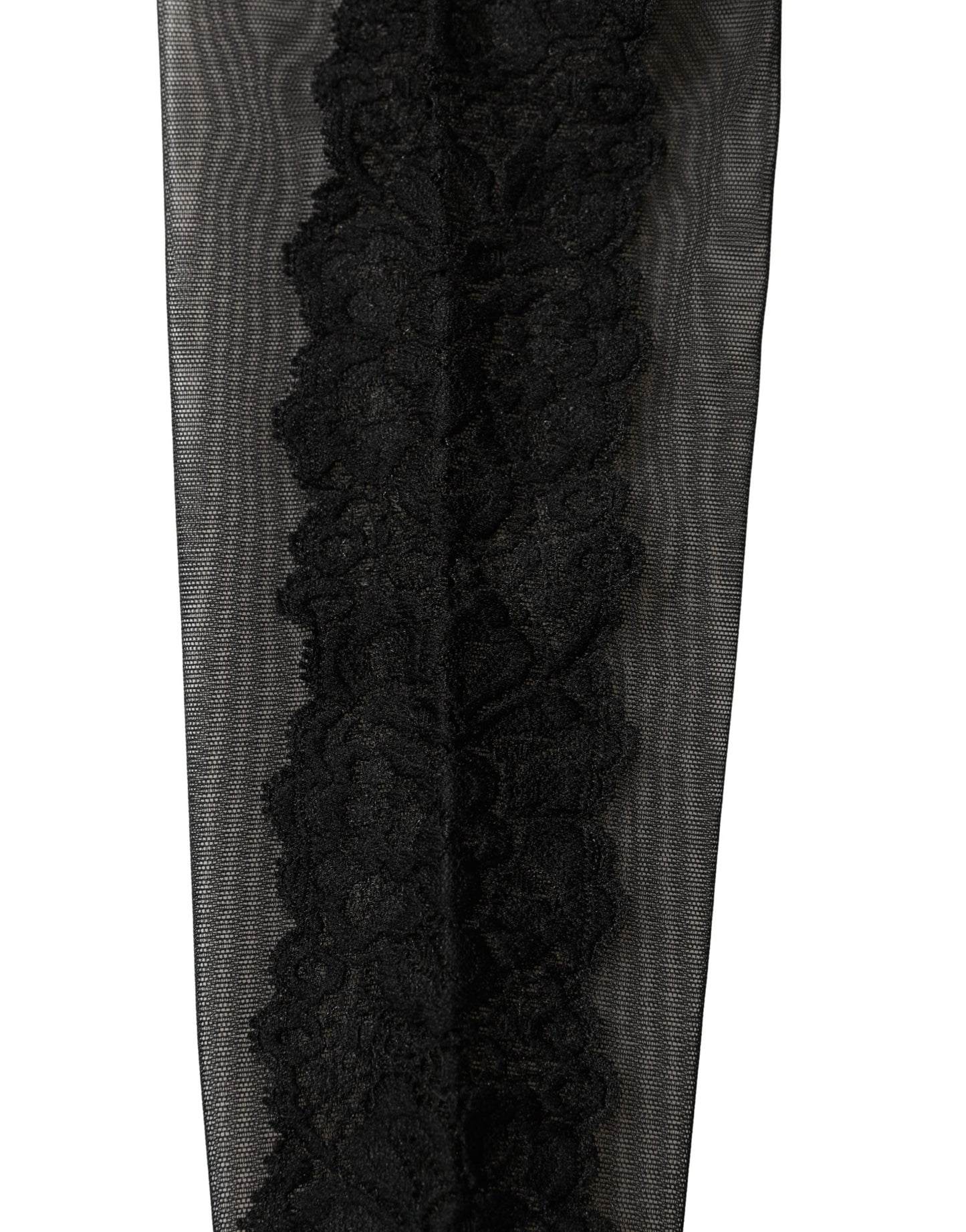 Dolce & Gabbana Black Nylon Mesh Sheer Calf Long Accessory Socks Dolce & Gabbana