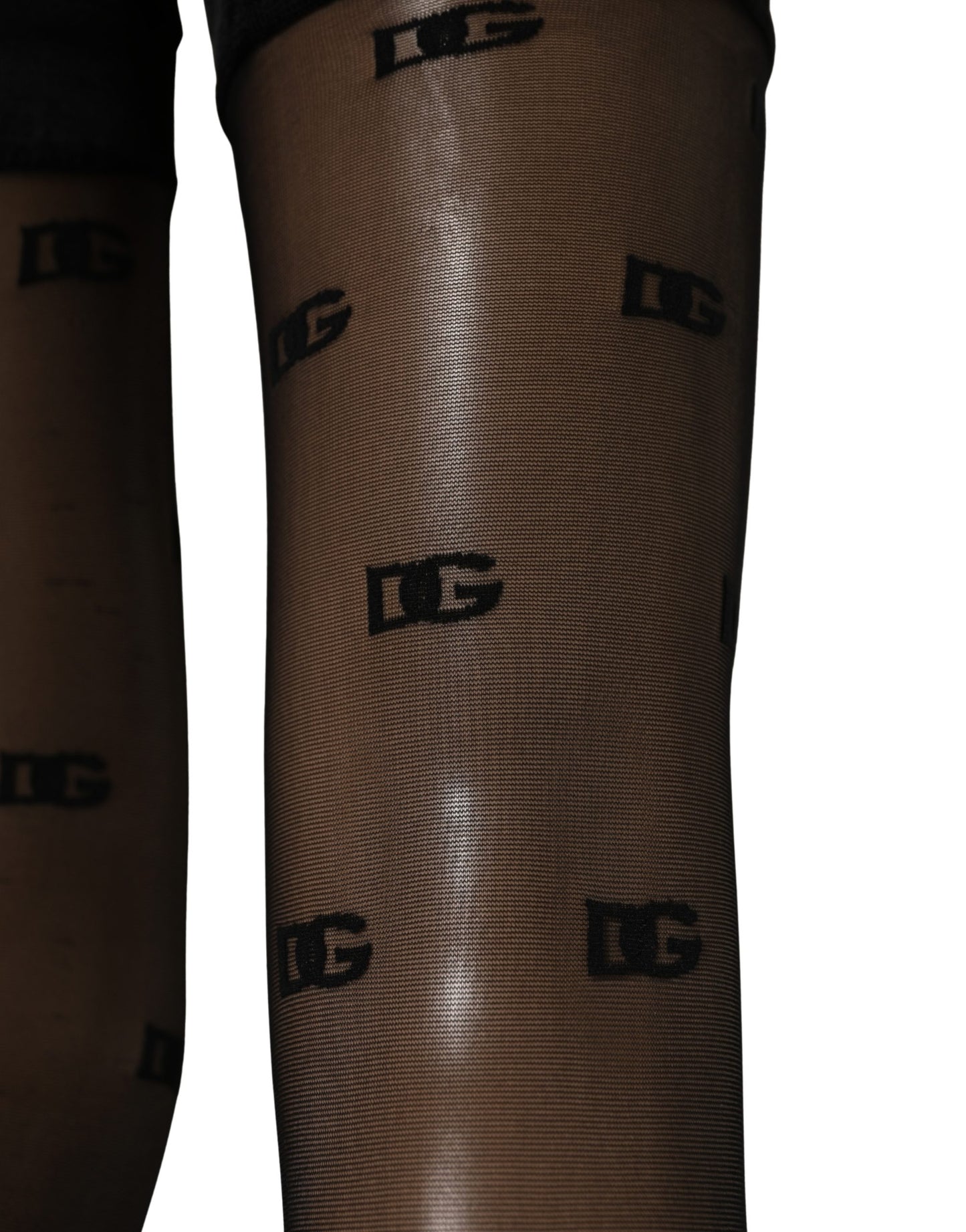 Dolce & Gabbana Black Sheer Logo Monogram Tights Stockings Socks Dolce & Gabbana