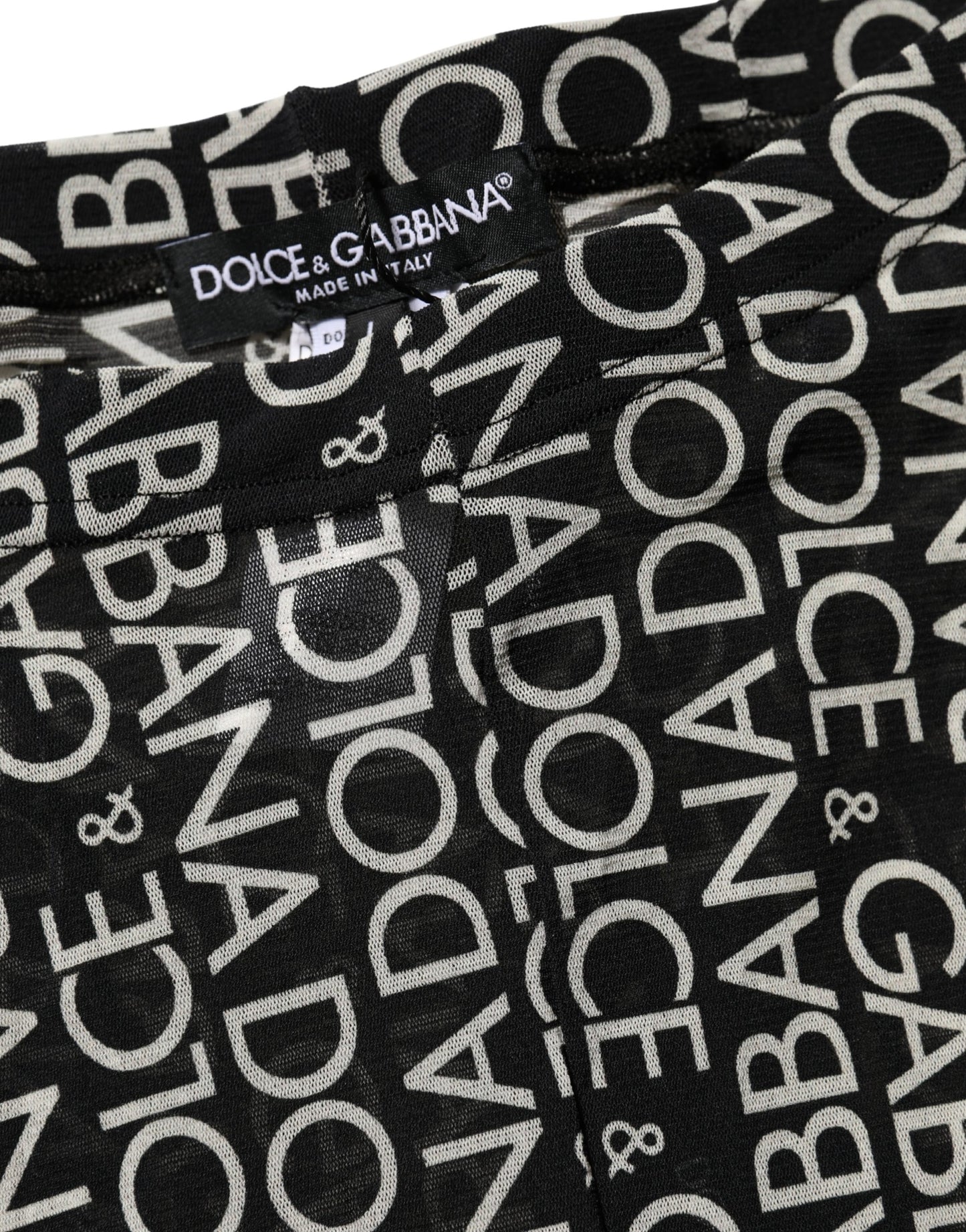 Dolce & Gabbana Black White All Over Print Sheer Stretch Tights Socks Dolce & Gabbana