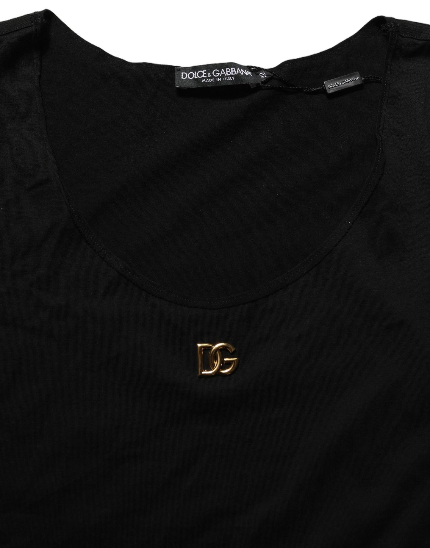 Dolce & Gabbana Black Gold DG Logo Cotton Sleeveless Tank Top Dolce & Gabbana