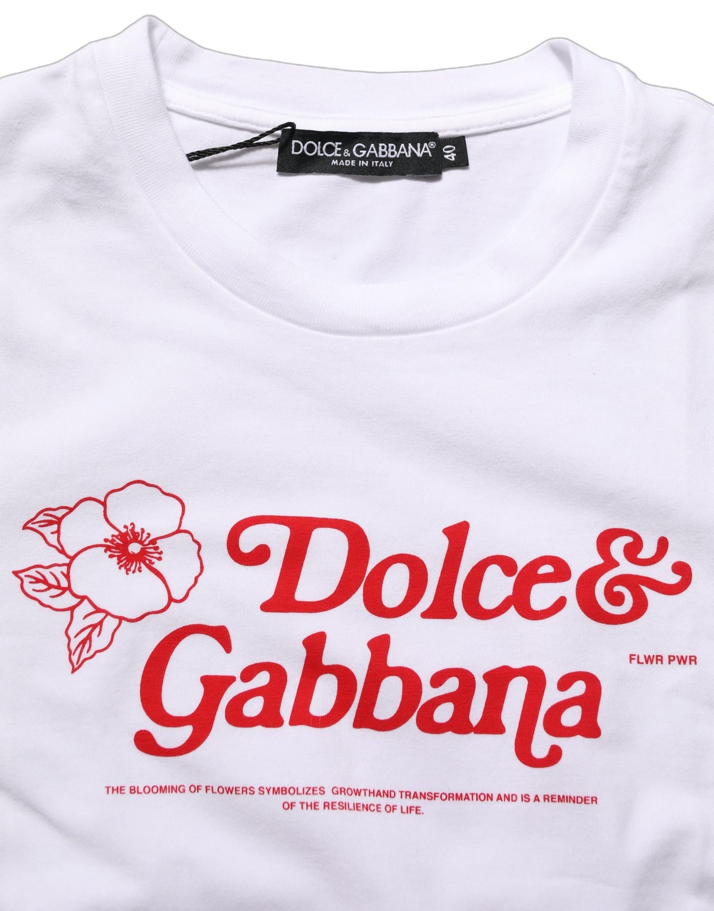 Dolce & Gabbana White Floral Logo Print Crew Neck T-shirt Dolce & Gabbana