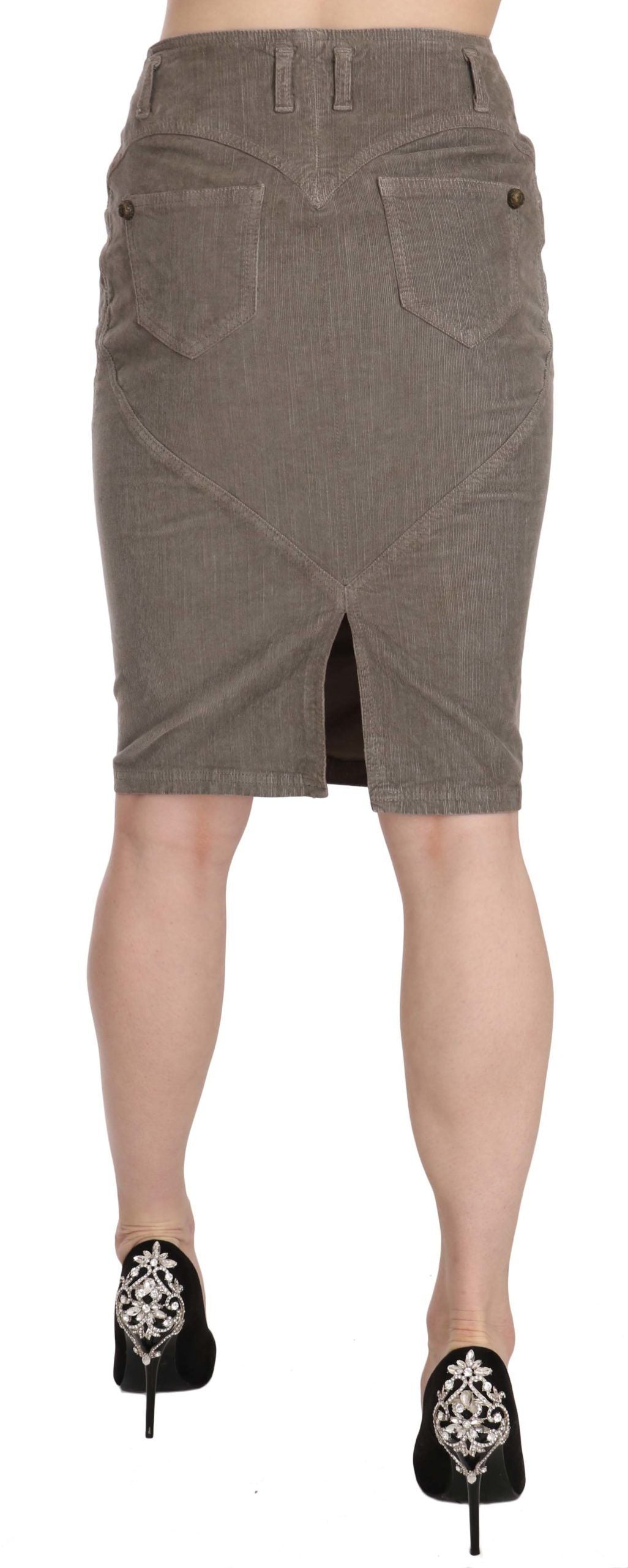 Just Cavalli Gray Corduroy Pencil Straight A-Line Skirt Just Cavalli