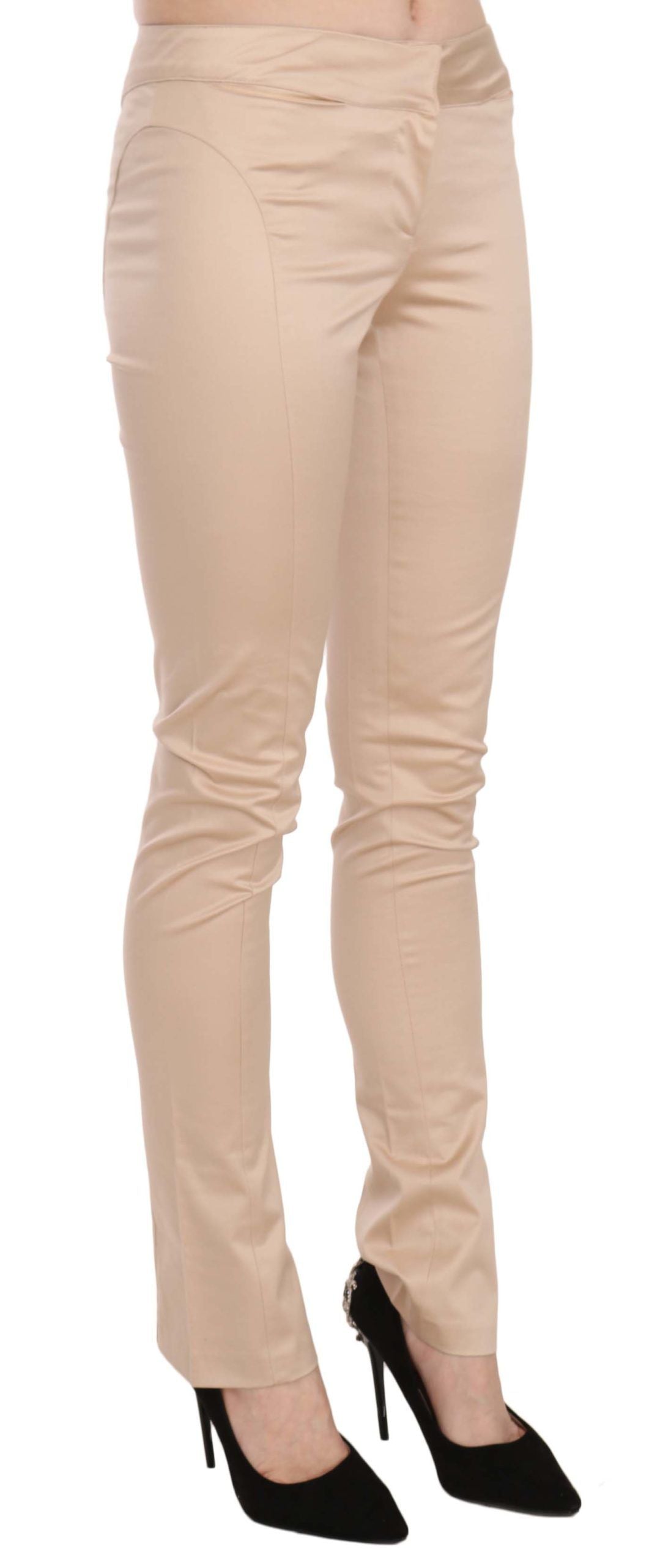 Just Cavalli Cream Low Waist Skinny Formal Trousers Pants Just Cavalli