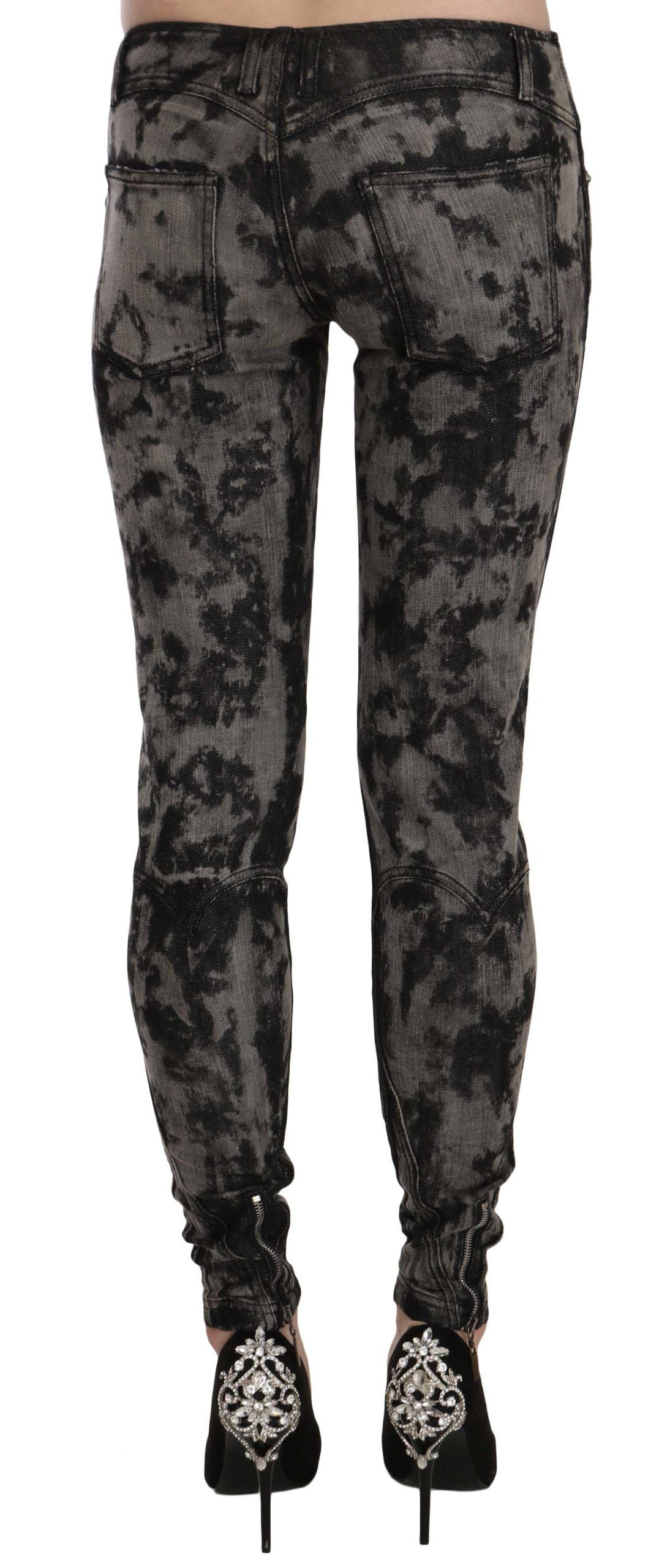 Just Cavalli Black Gray Faded Low Waist Skinny Denim Trousers Jeans Just Cavalli