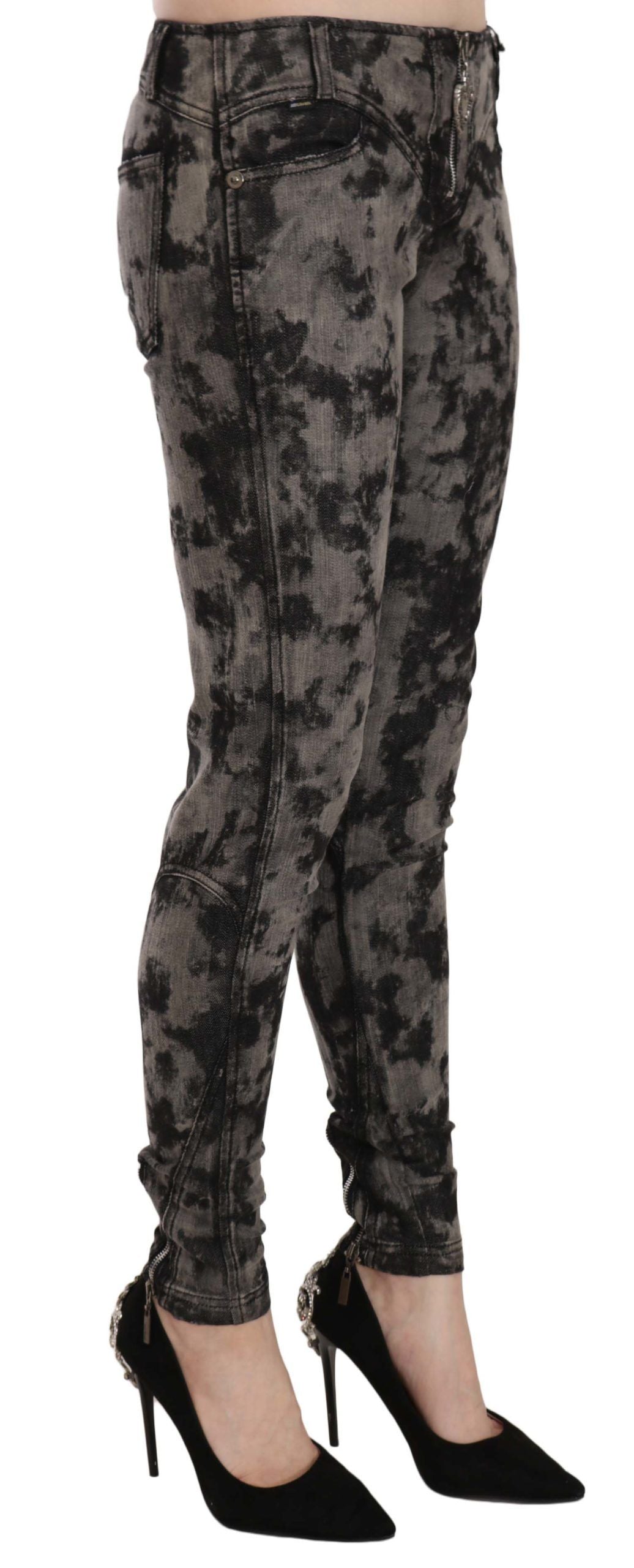 Just Cavalli Black Gray Faded Low Waist Skinny Denim Trousers Jeans Just Cavalli