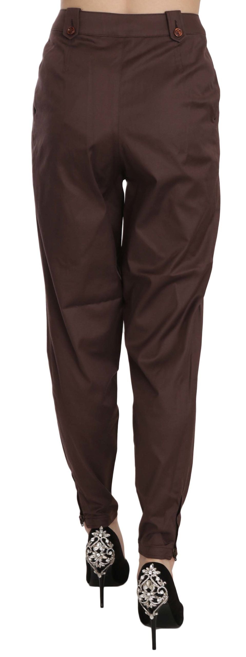 Just Cavalli Brown High Waist Tapered Formal Trousers Pants Just Cavalli