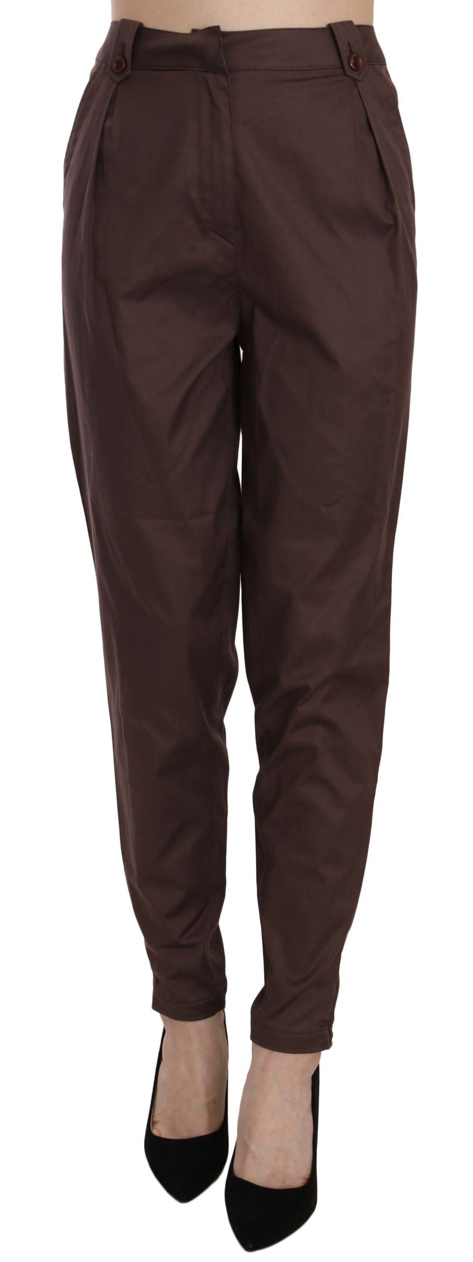Just Cavalli Brown High Waist Tapered Formal Trousers Pants Just Cavalli