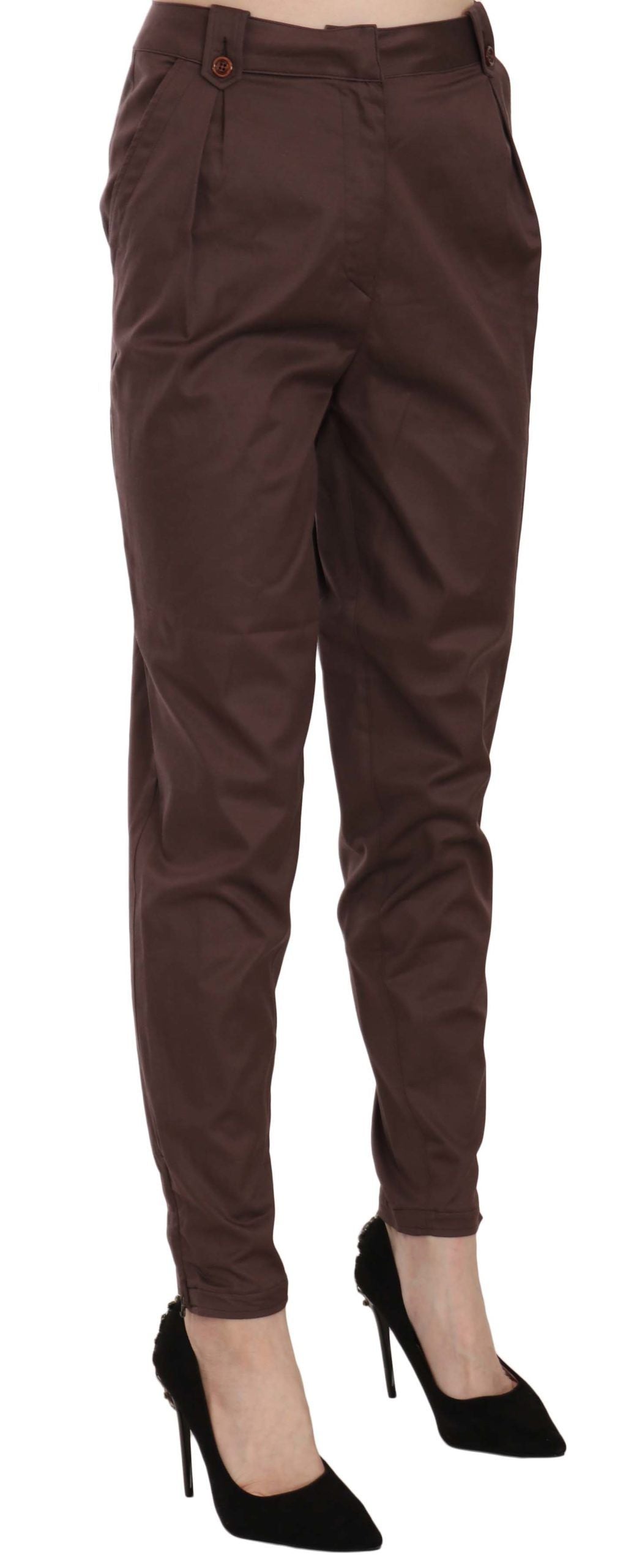 Just Cavalli Brown High Waist Tapered Formal Trousers Pants Just Cavalli