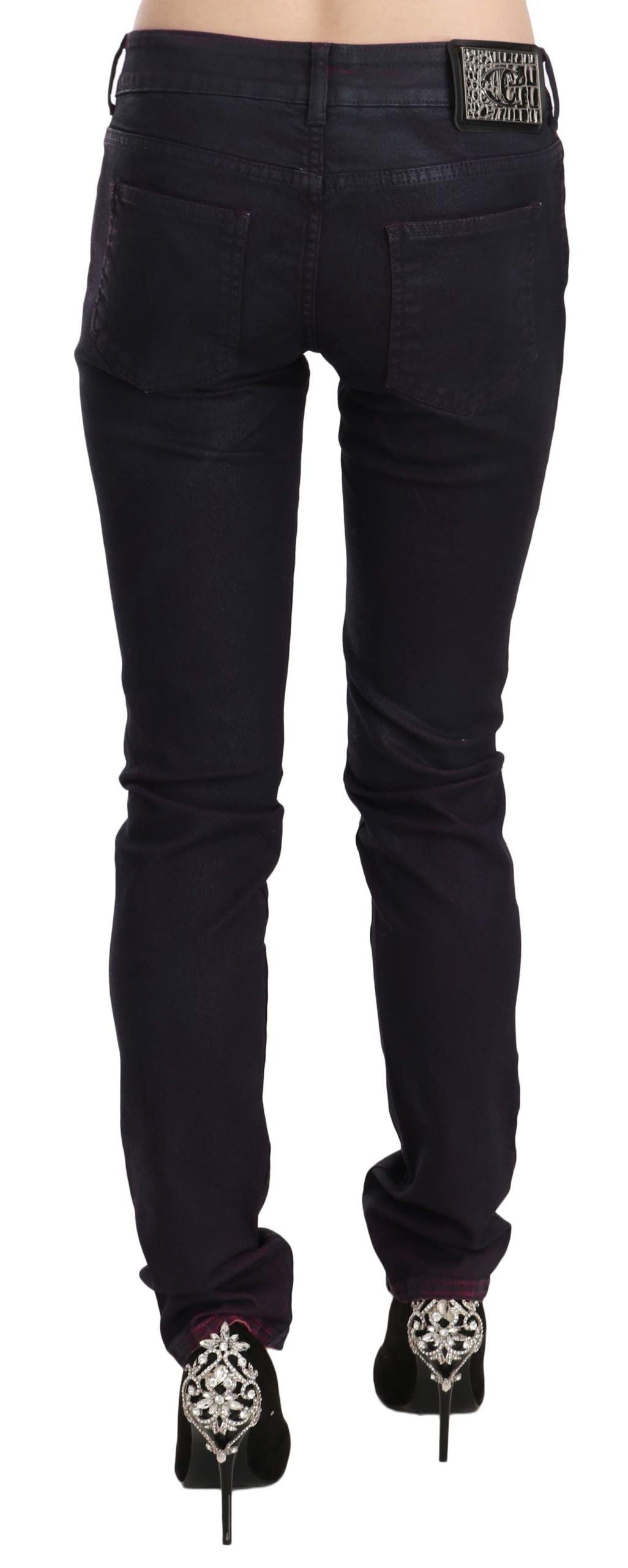 Just Cavalli Black Cotton Low Waist Skinny Denim Pants Just Cavalli