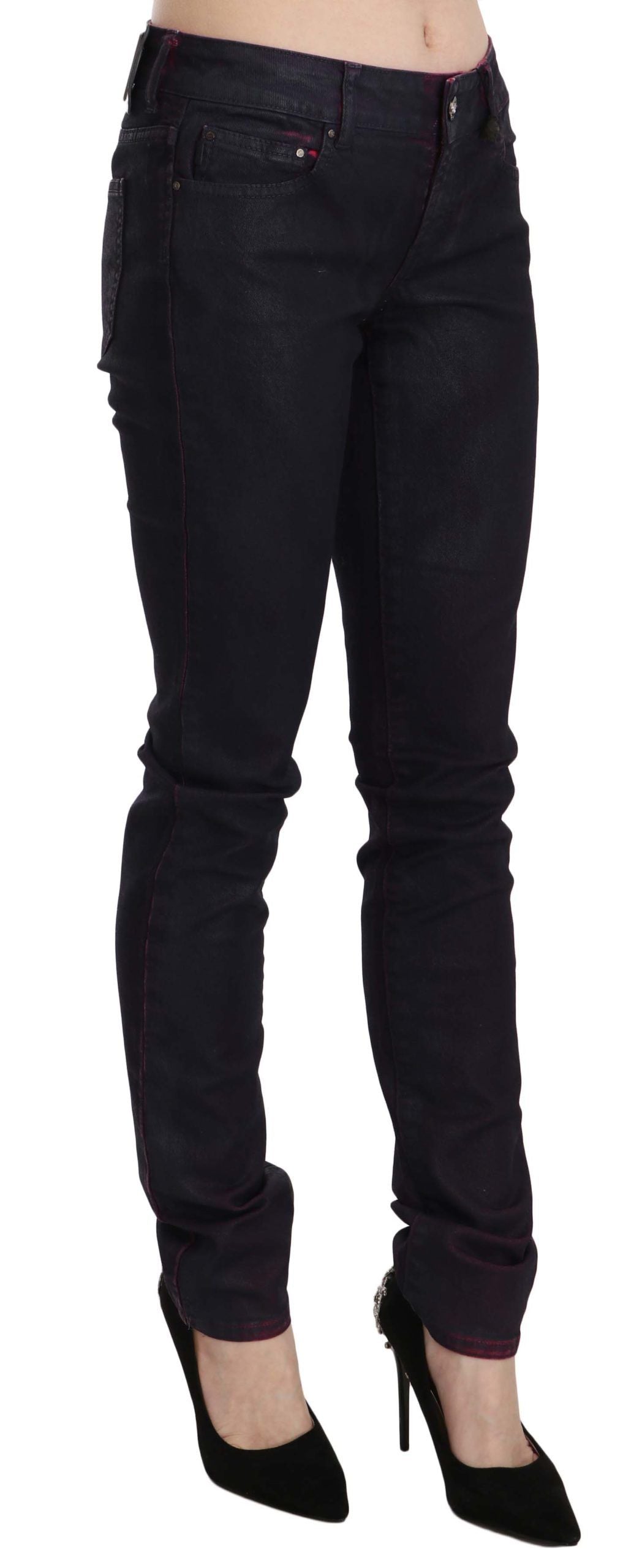 Just Cavalli Black Cotton Low Waist Skinny Denim Pants Just Cavalli