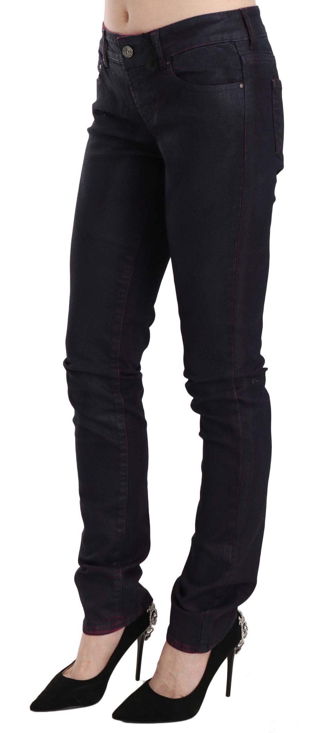 Just Cavalli Black Cotton Low Waist Skinny Denim Pants Just Cavalli