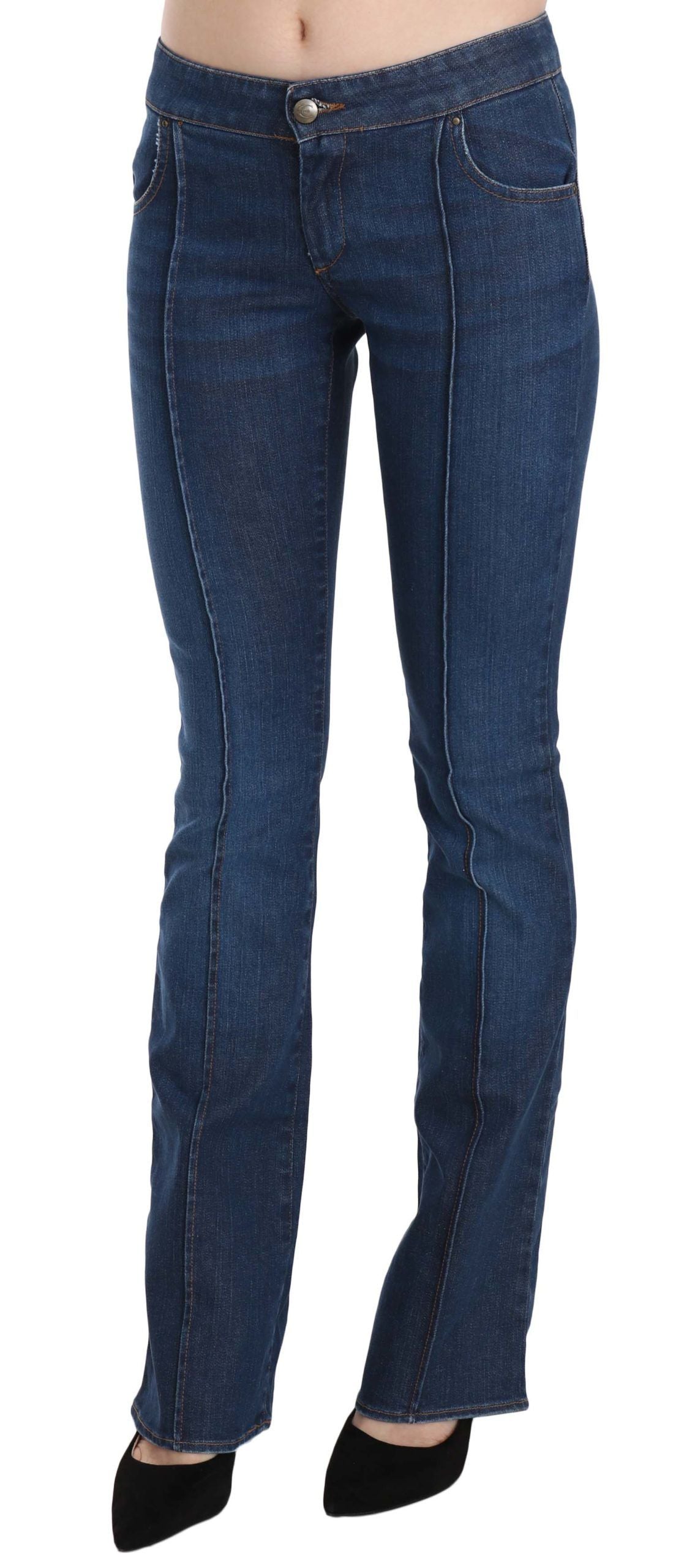 Just Cavalli Blue Low Waist Boot Cut Denim Pants Jeans Just Cavalli