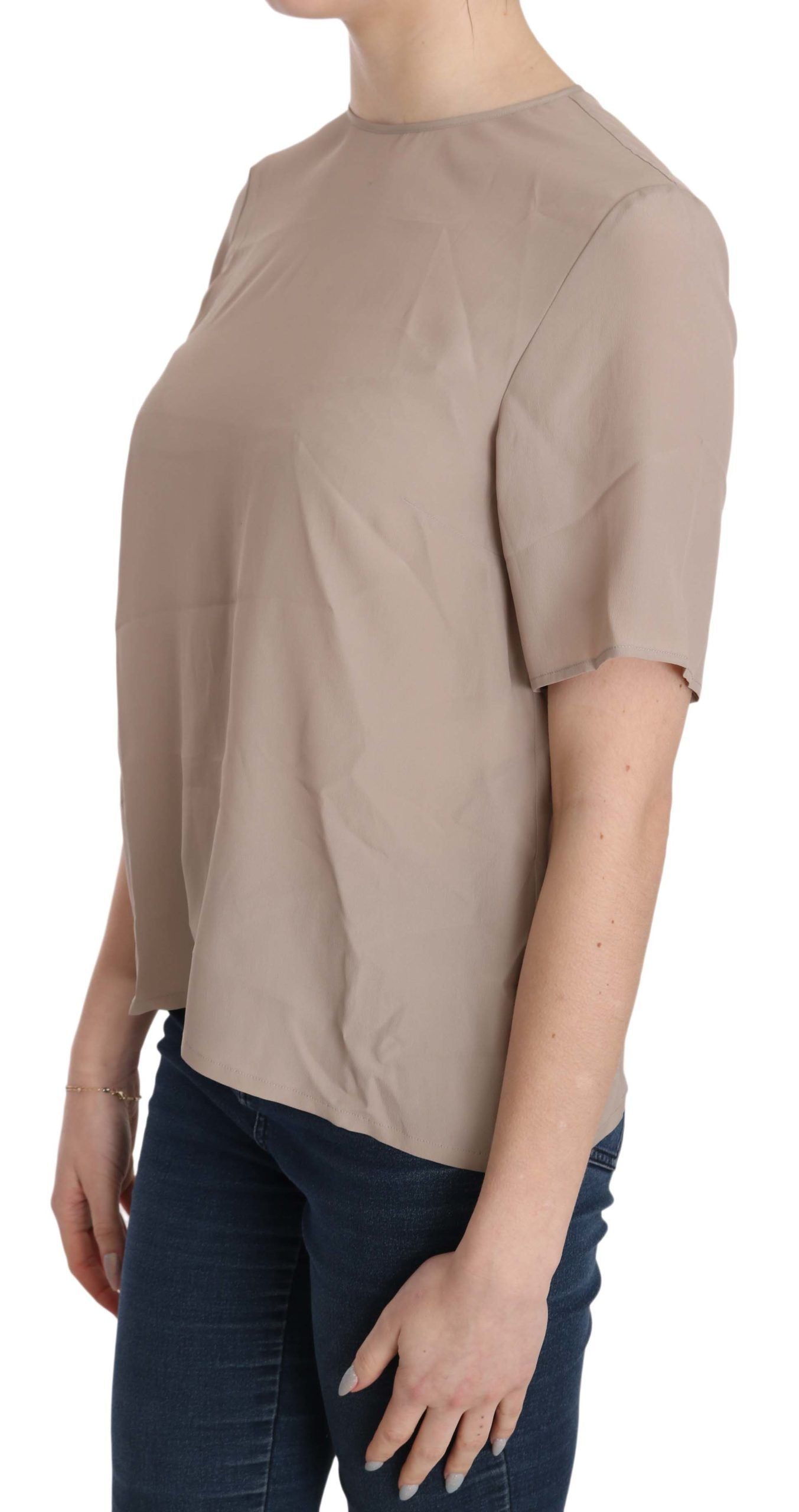 Dolce & Gabbana Beige Crew Neck Short Sleeve Blouse Dolce & Gabbana