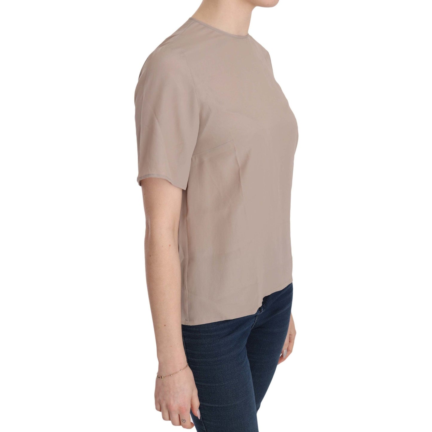 Dolce & Gabbana Beige Crew Neck Short Sleeve Blouse