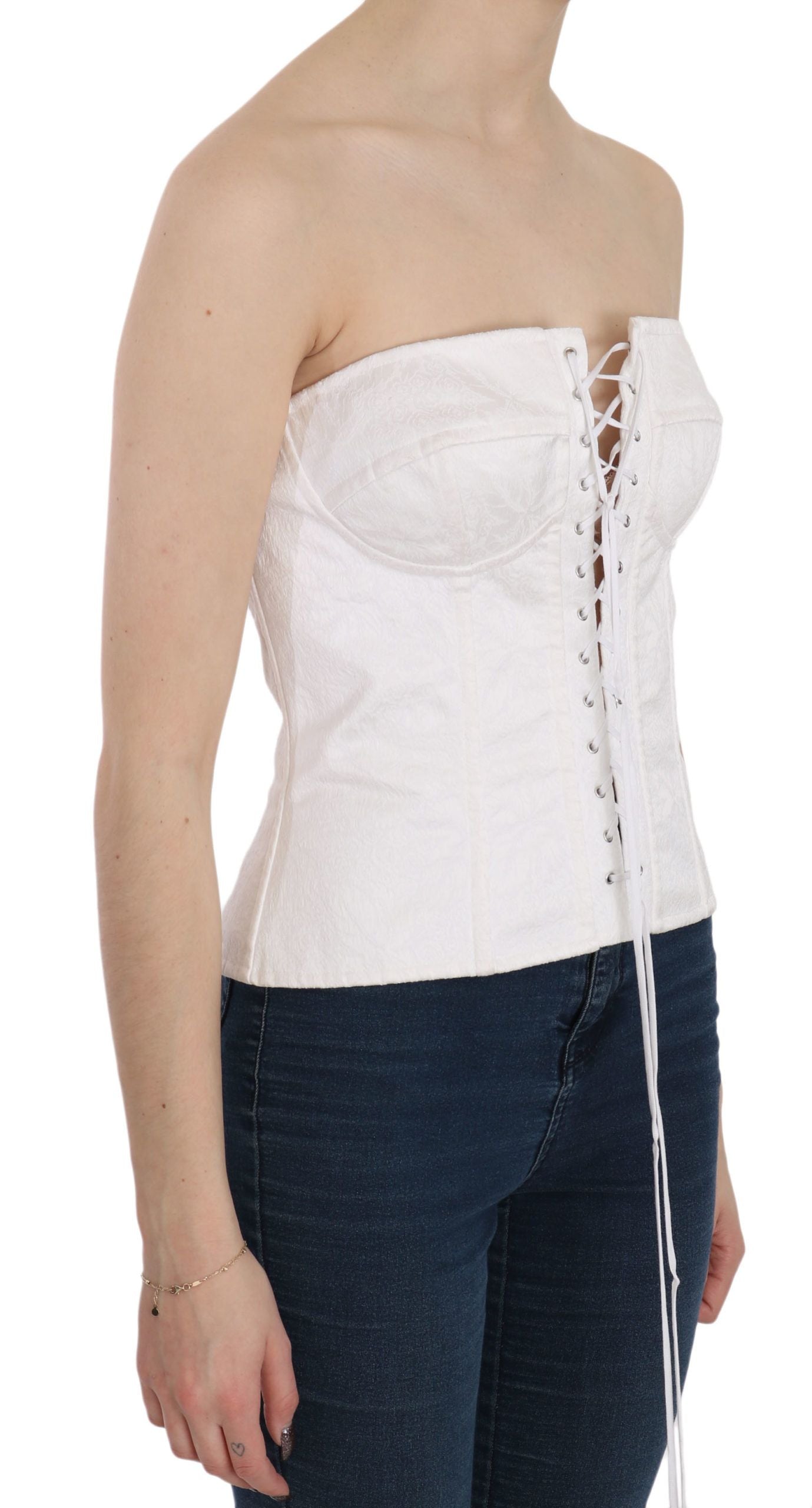 Dolce & Gabbana White PALERMO Cotton Bustier Top Corset Dolce & Gabbana
