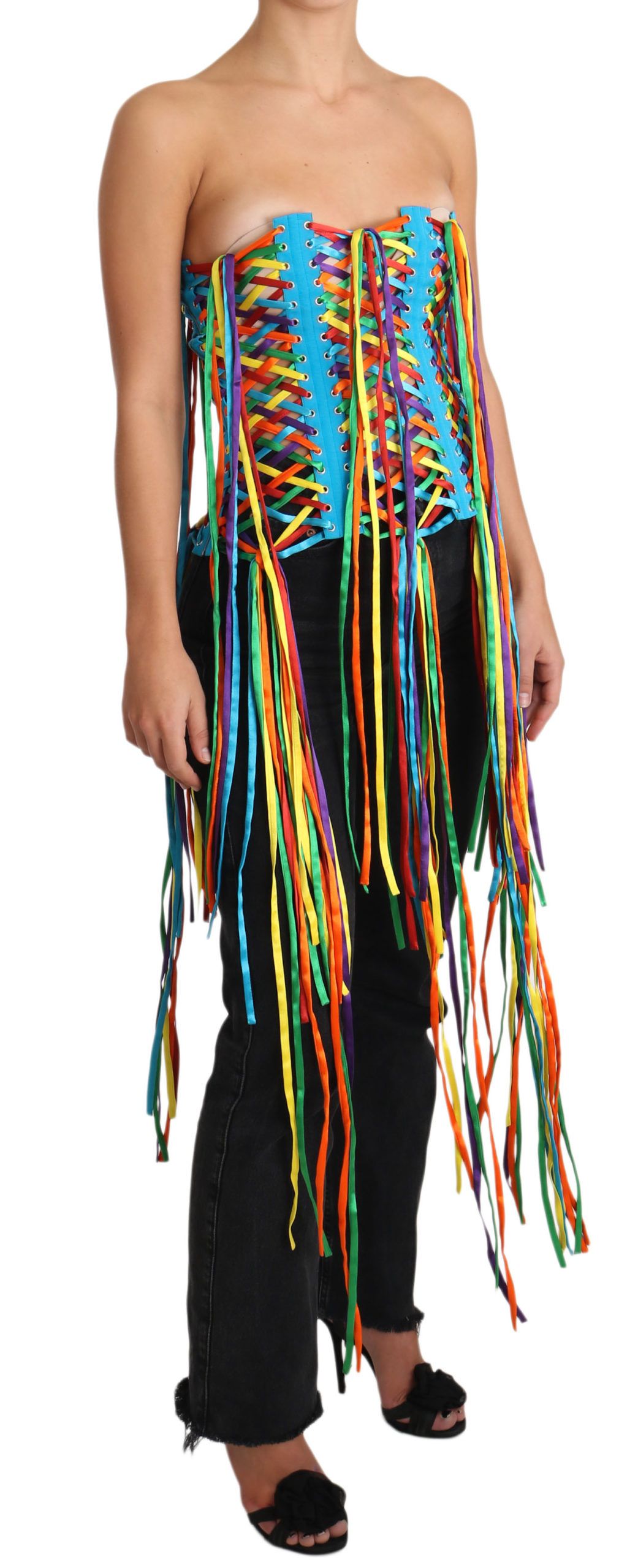 Dolce & Gabbana Multicolor Strings Bustier Polyester Corset Top Dolce & Gabbana