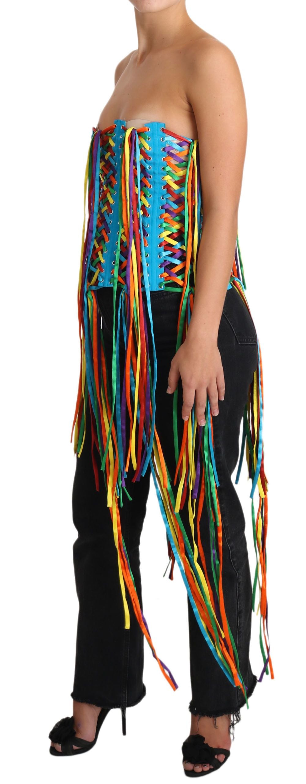 Dolce & Gabbana Multicolor Strings Bustier Polyester Corset Top Dolce & Gabbana