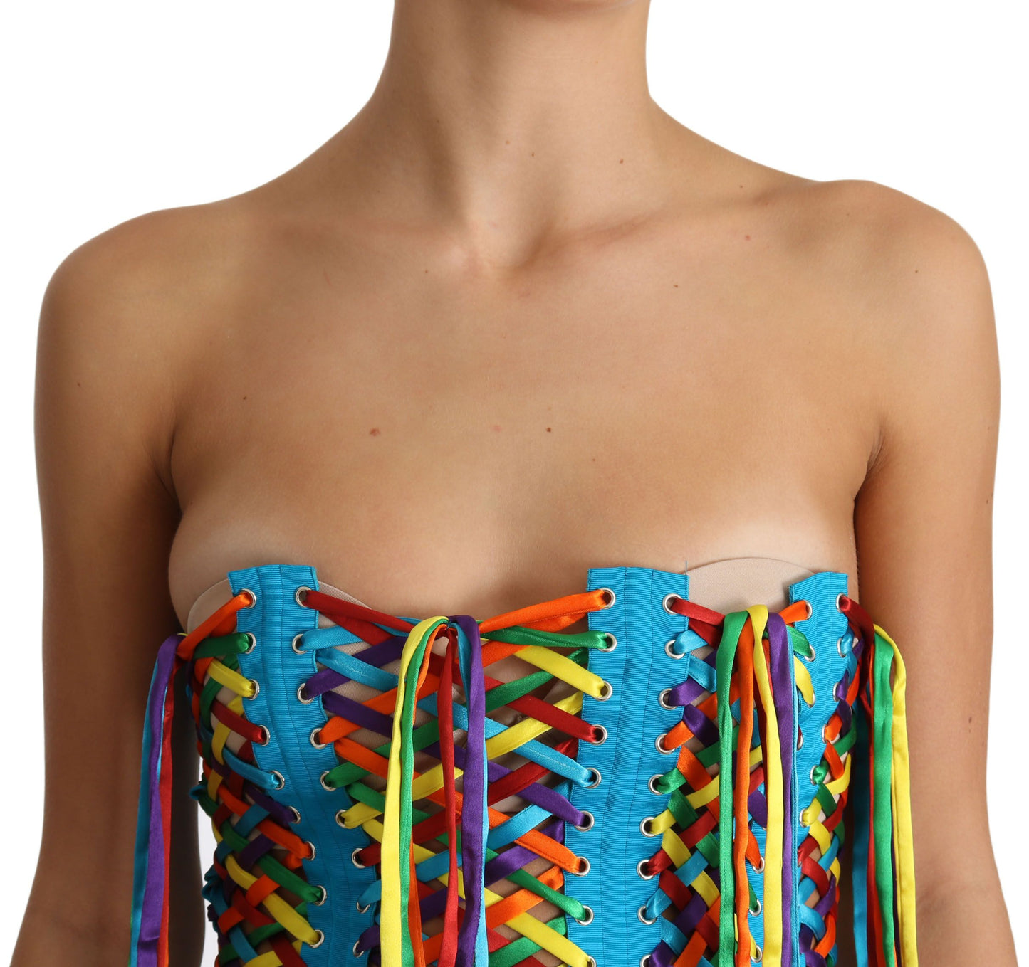 Dolce & Gabbana Multicolor Strings Bustier Polyester Corset Top Dolce & Gabbana