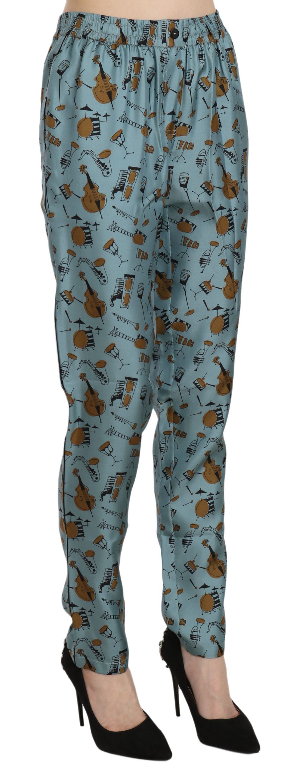 Dolce & Gabbana Blue Musical Instruments Print Tapered Pants Dolce & Gabbana