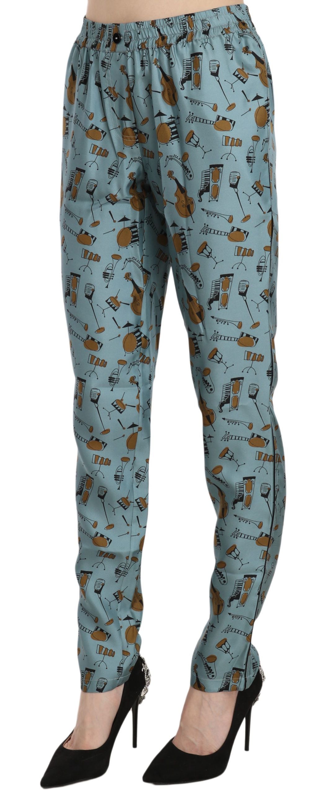 Dolce & Gabbana Blue Musical Instruments Print Tapered Pants Dolce & Gabbana
