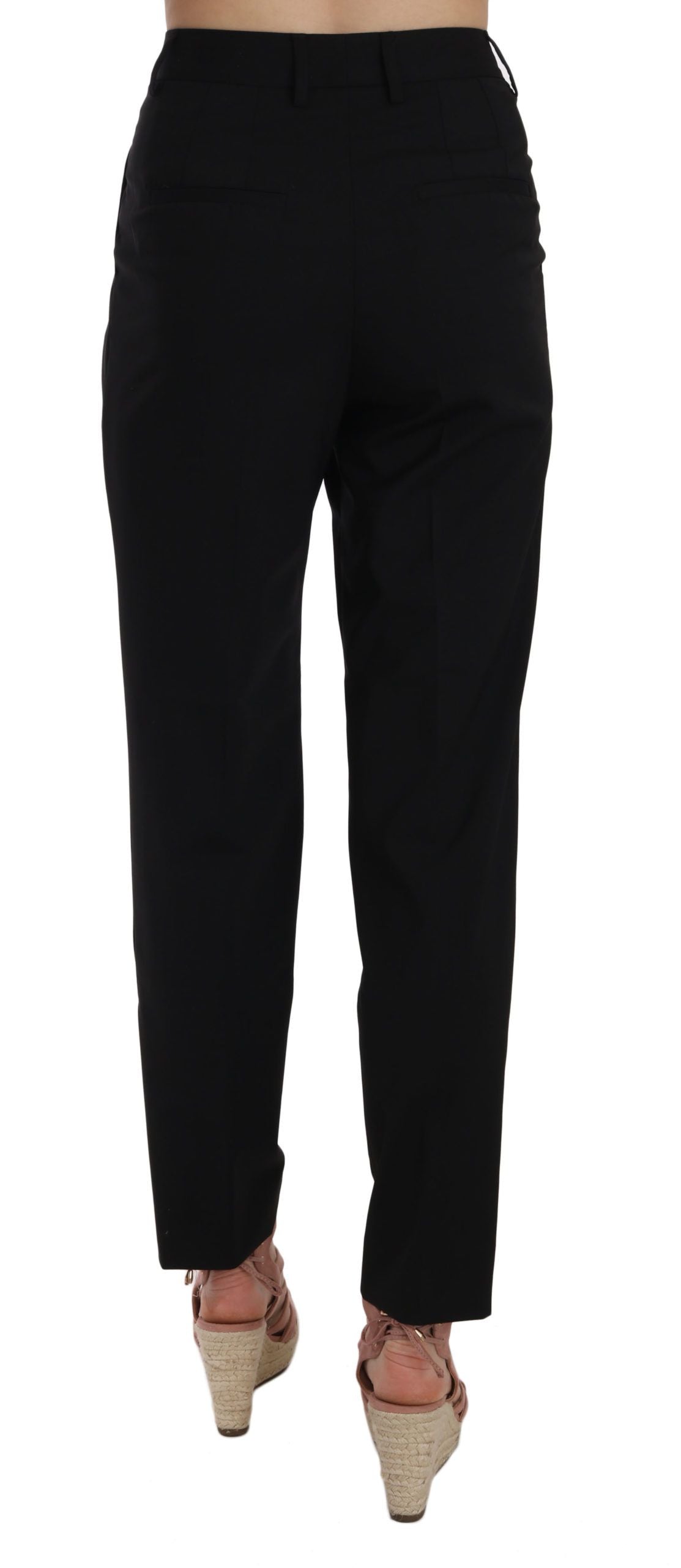 Dolce & Gabbana Black Button Pleated Tapered Trouser Pants Dolce & Gabbana