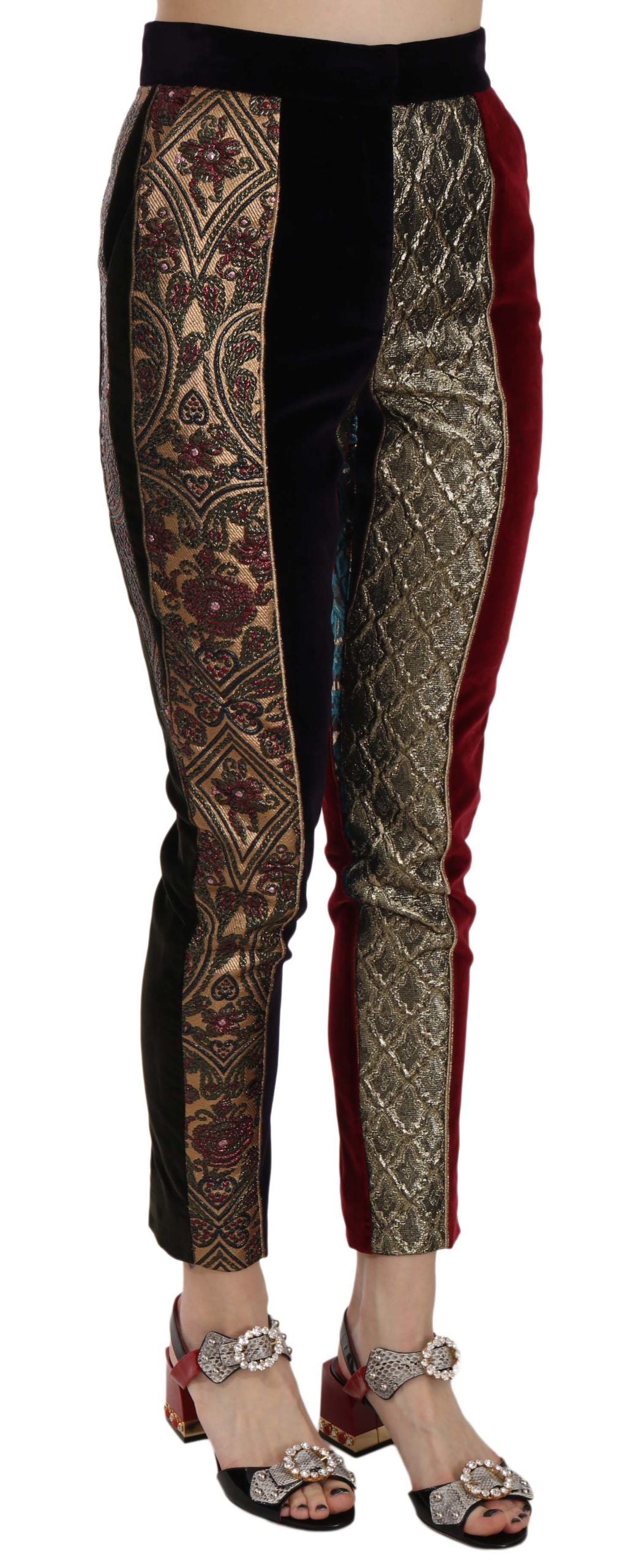 Dolce & Gabbana Multicolor Jacquard Cropped Tapered Pants Dolce & Gabbana