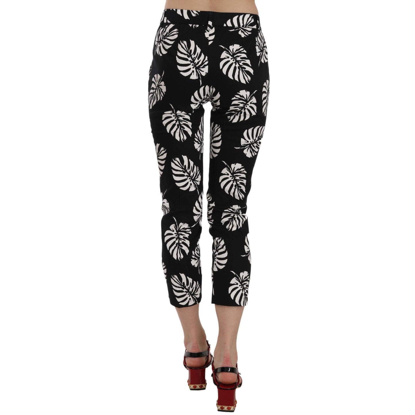 Dolce & Gabbana Black Palm Leaf Print Skinny Pants Dolce & Gabbana