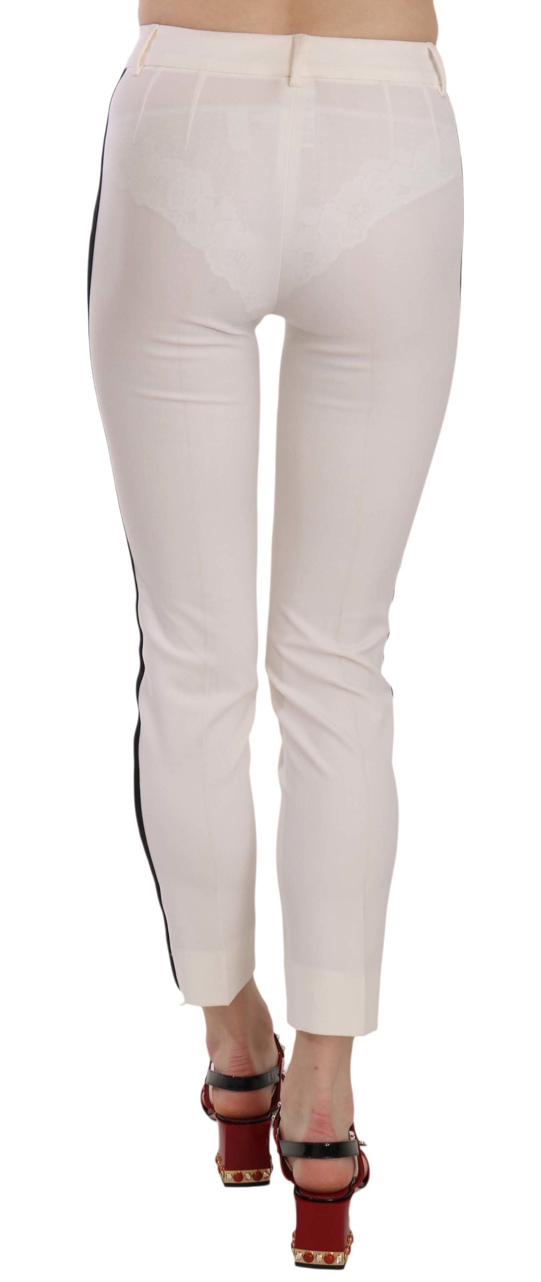 Dolce & Gabbana White Side Stripe Cropped Skinny Pants Dolce & Gabbana
