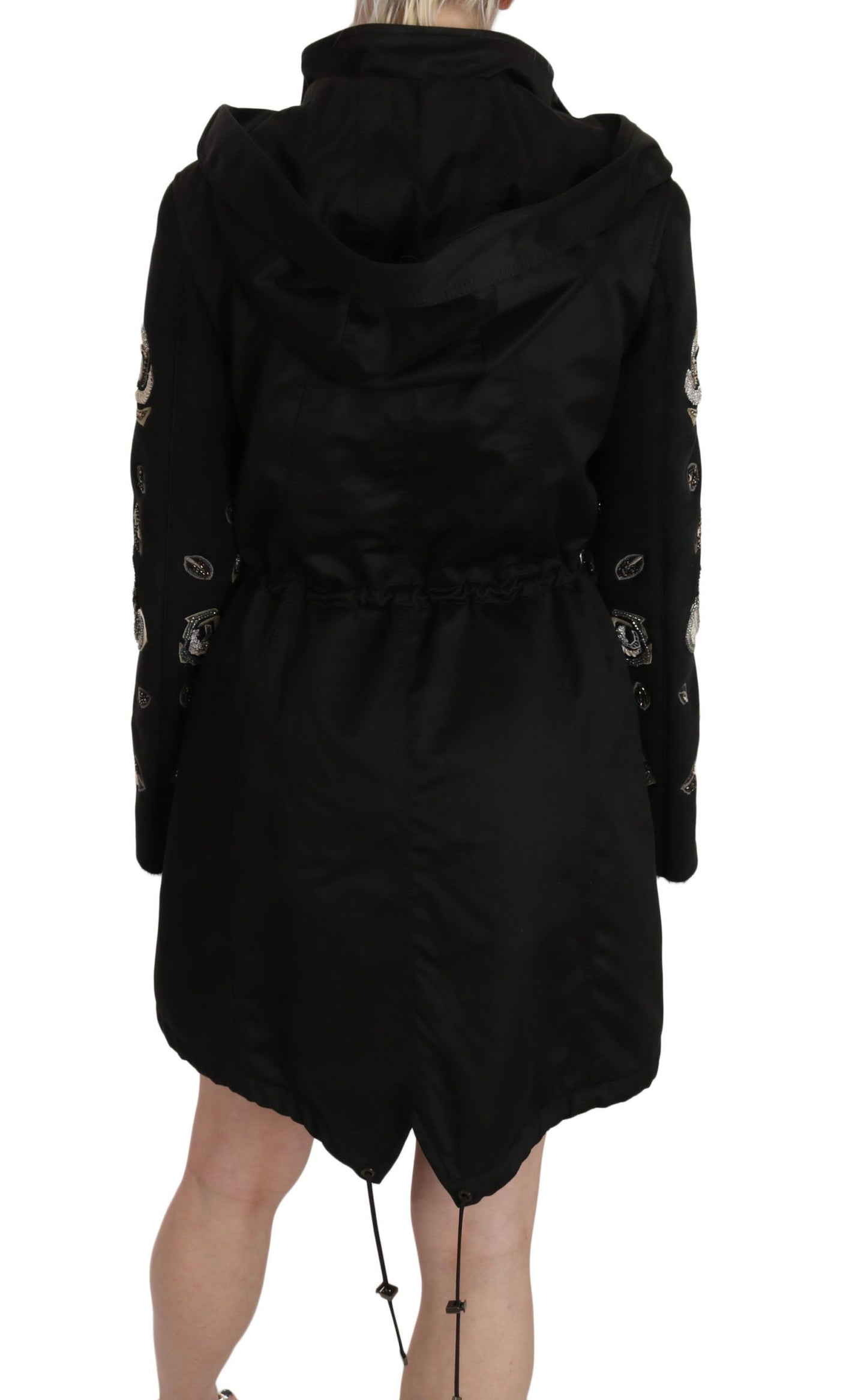 John Richmond Floral Sequined Beaded Hooded Jacket Coat John Richmond