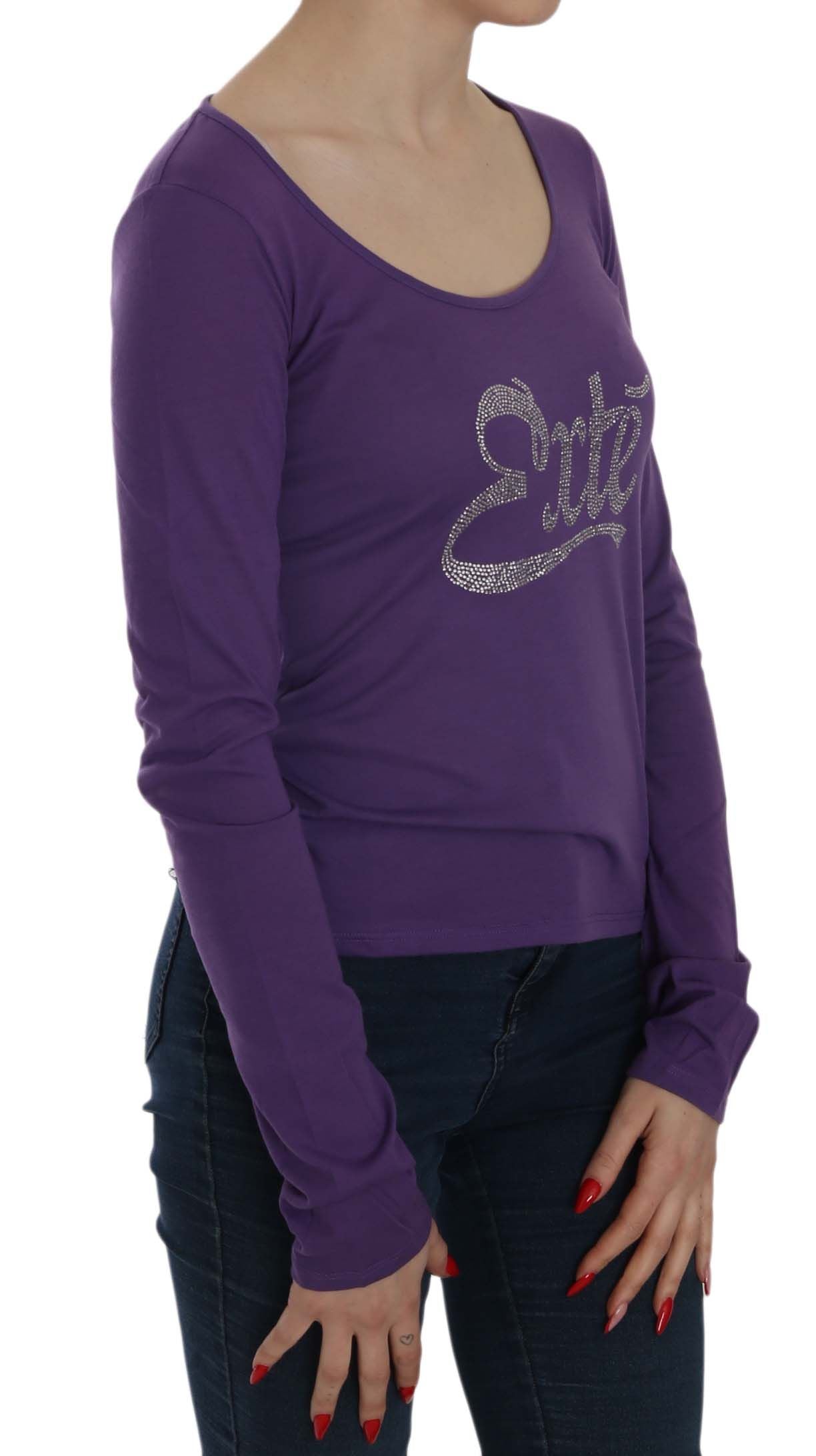 Exte Purple Crystal Embellished Long Sleeve Casual Top Exte